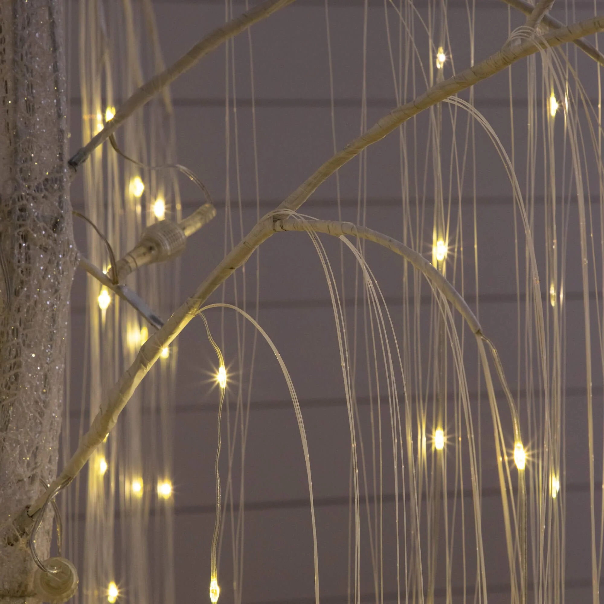 7' Pre-Lit Artificial White Willow Christmas Tree with 400 Cool White LED Light - Image 6