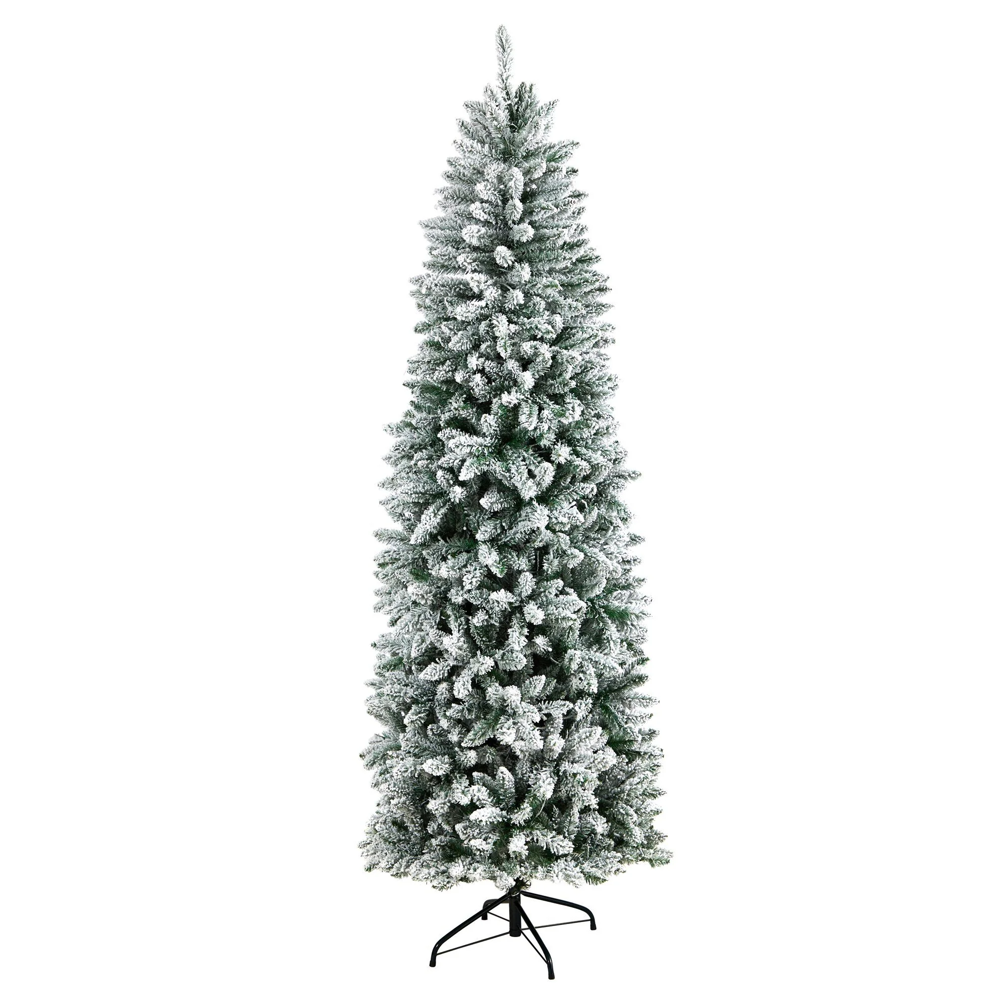 7’ Slim Flocked Montreal Fir Christmas Tree with 300 Warm White LED Lights and 995 Bendable Branches - Image 6