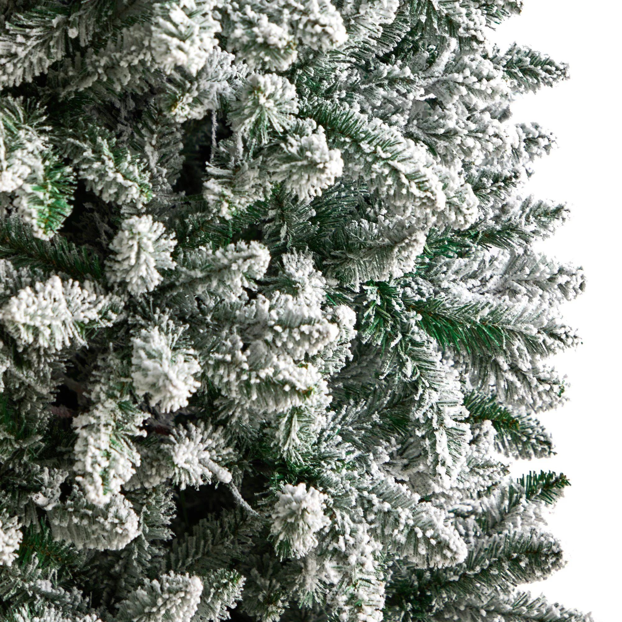 7’ Slim Flocked Montreal Fir Christmas Tree with 300 Warm White LED Lights and 995 Bendable Branches - Image 7