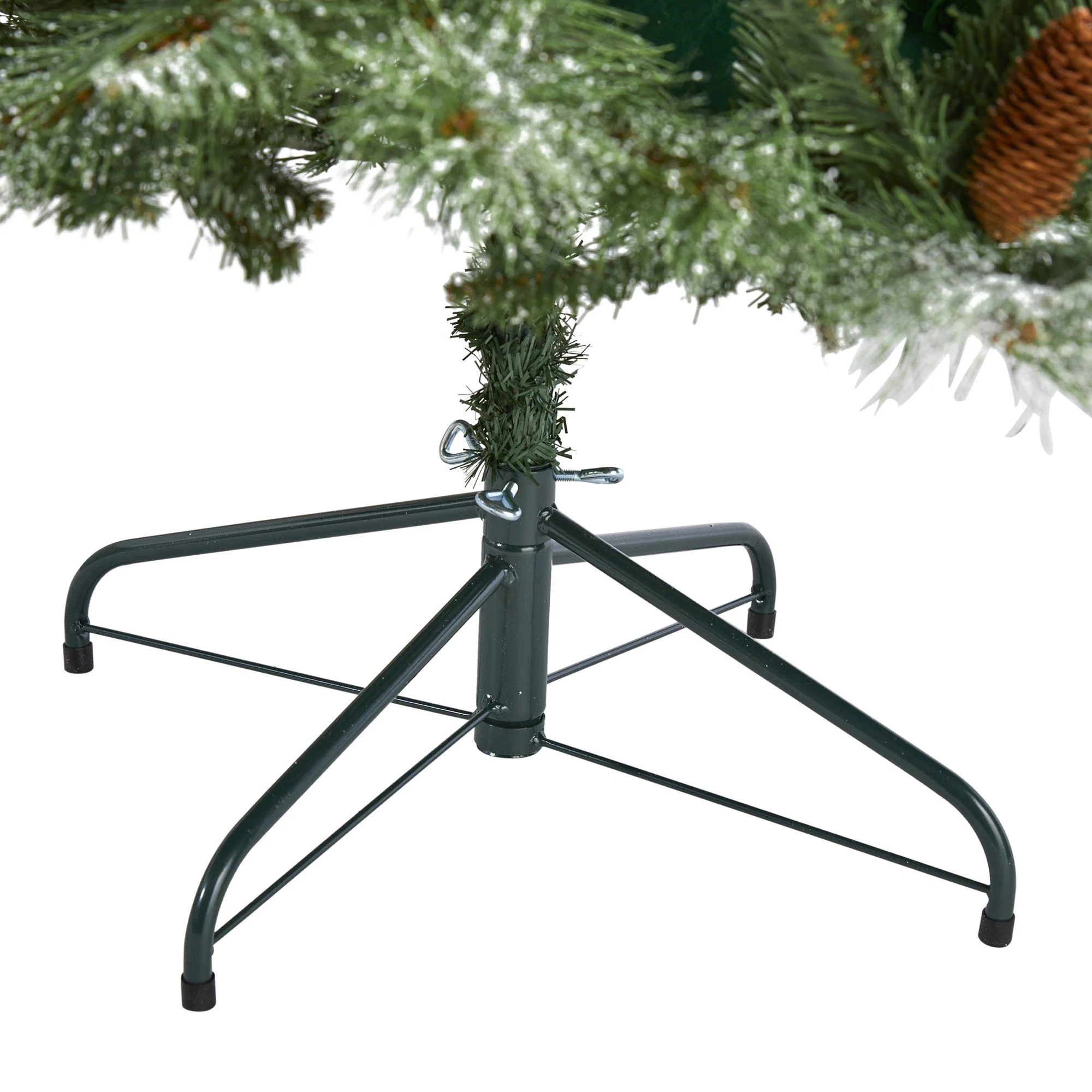 7’ Snowed French Alps Mountain Pine Artificial Christmas Tree with 833 Bendable Branches and Pine Cones - Image 4