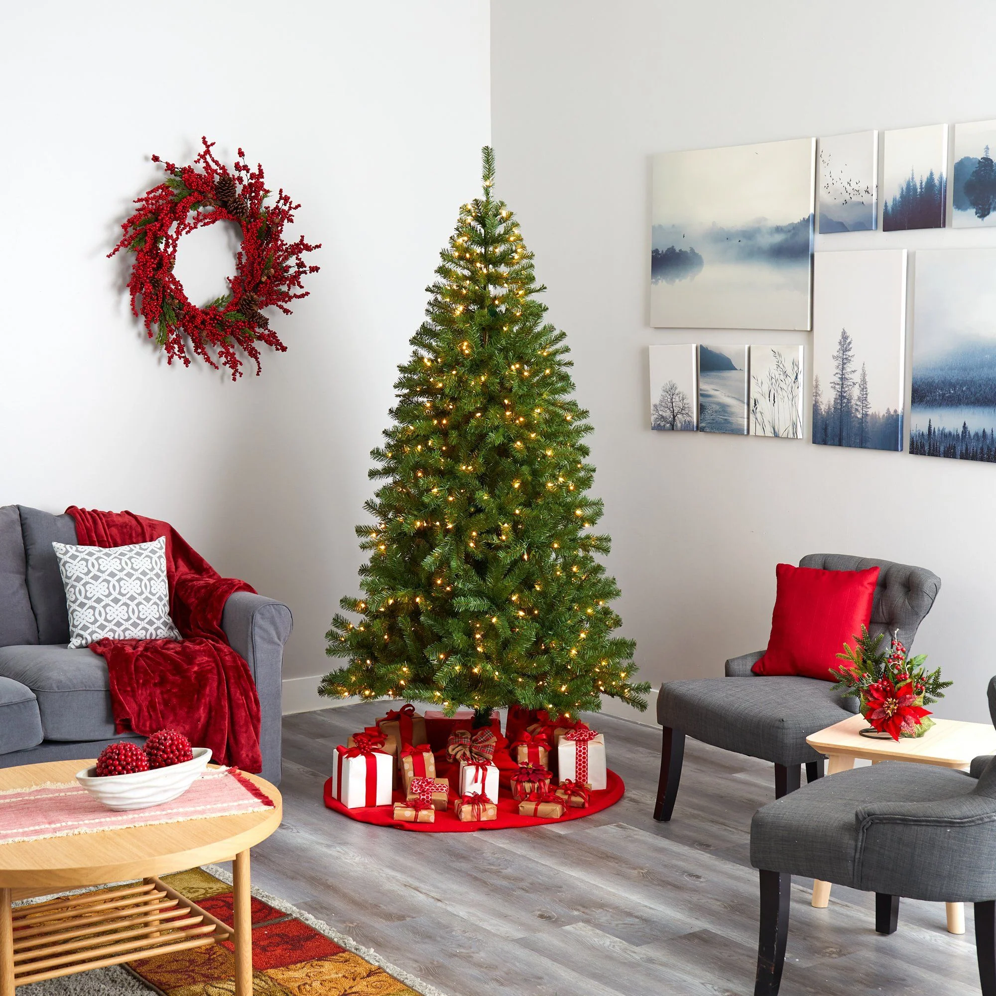 7' Springfield Artificial Christmas Tree with 400 Warm Clear Lights and 916 Bendable Branches - Image 6