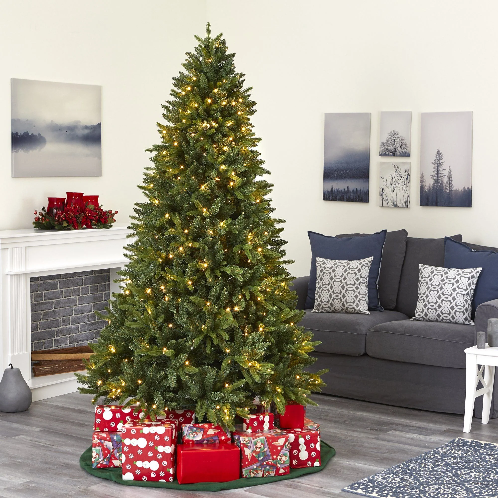7' Sun Valley Fir Artificial Christmas Tree with 450 LED Lights - Image 7