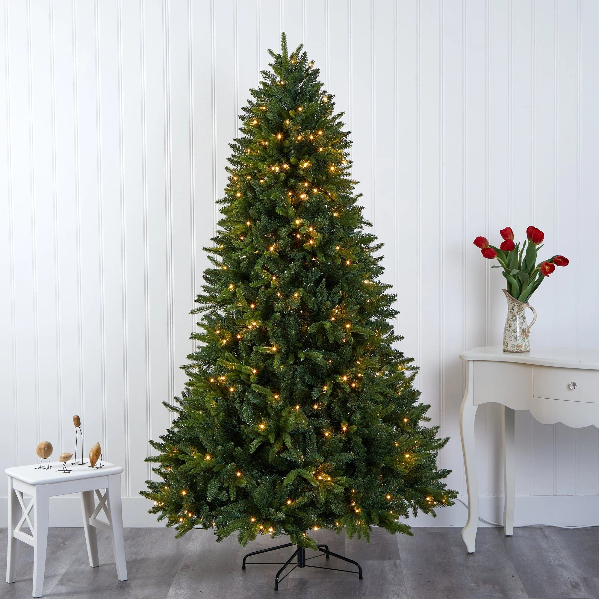 7' Sun Valley Fir Artificial Christmas Tree with 450 LED Lights - Image 8