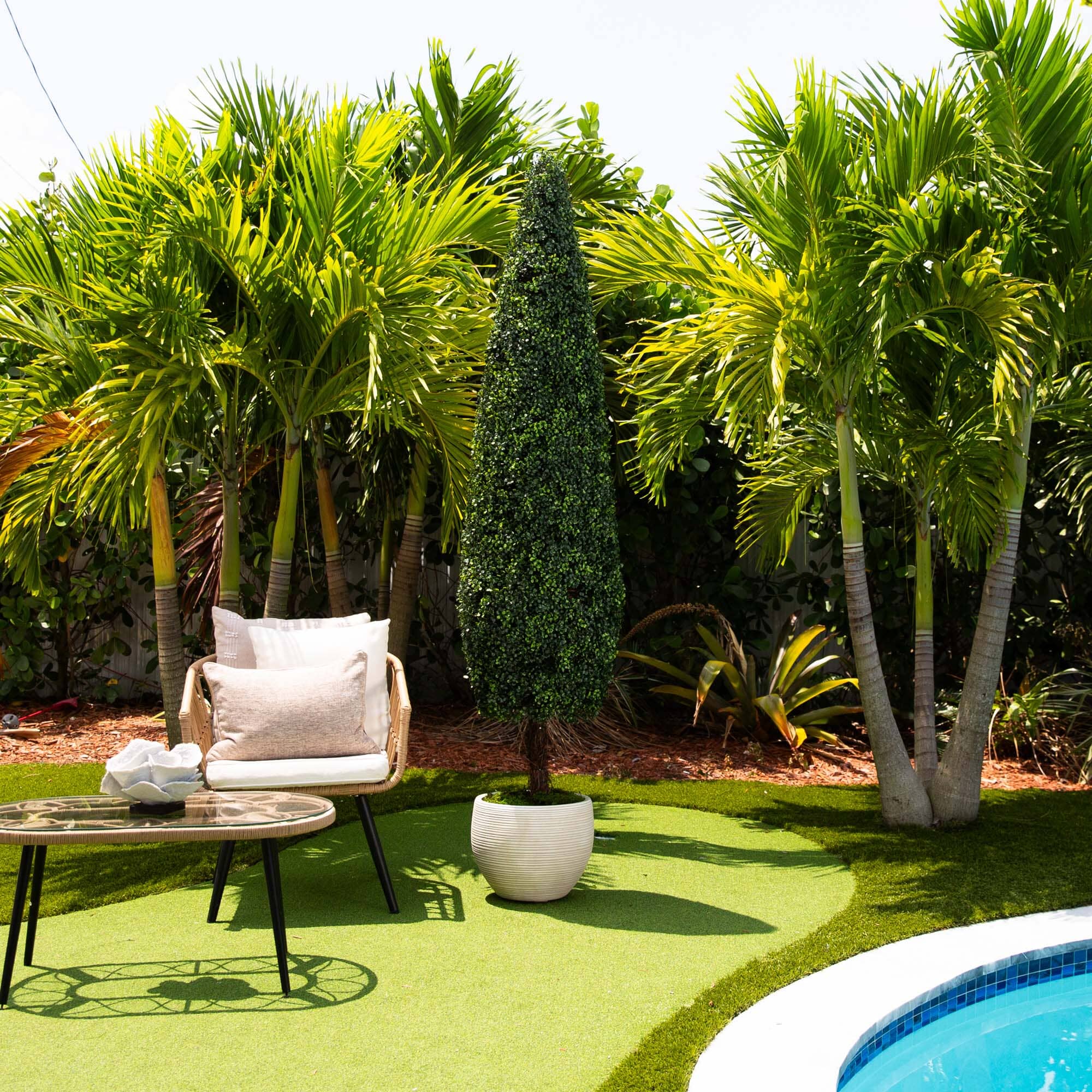 7’ UV Resistant Artificial Boxwood Topiary Cone Tree (Indoor/Outdoor) - Image 3