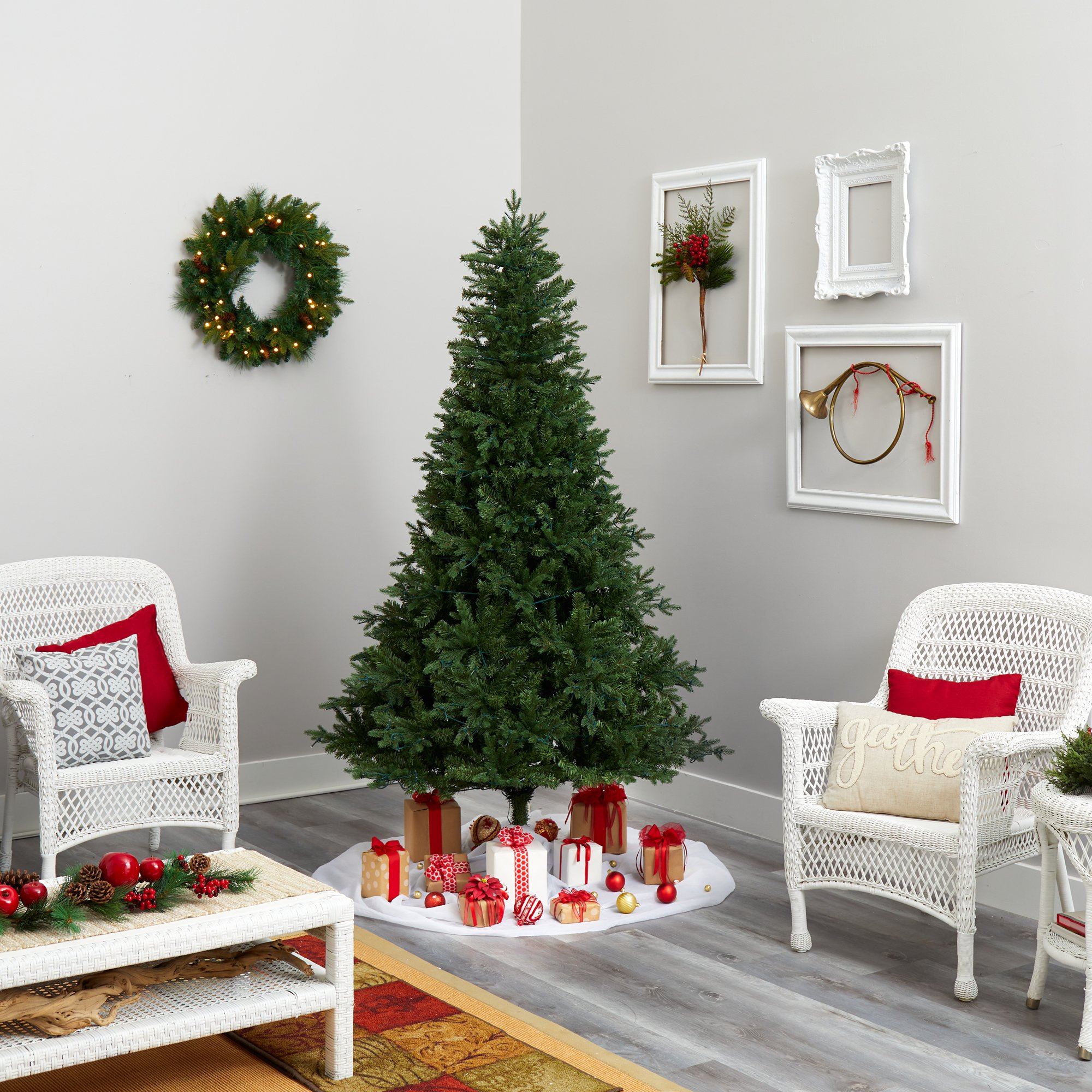 7' Vermont Fir Artificial Christmas Tree with 350 Clear LED Lights - Image 7