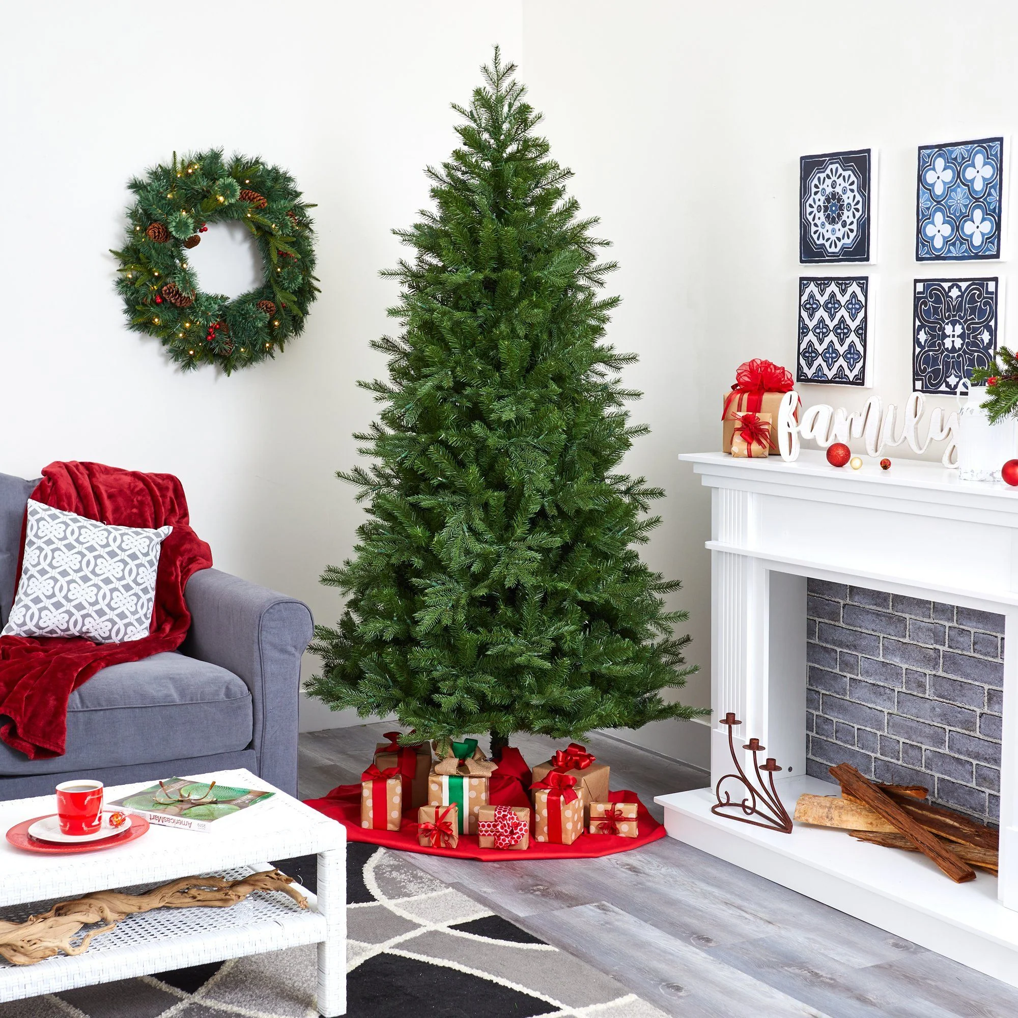 7' Vienna Fir Artificial Christmas Tree with 450 Warm White Lights and 843 Bendable Branches - Image 6