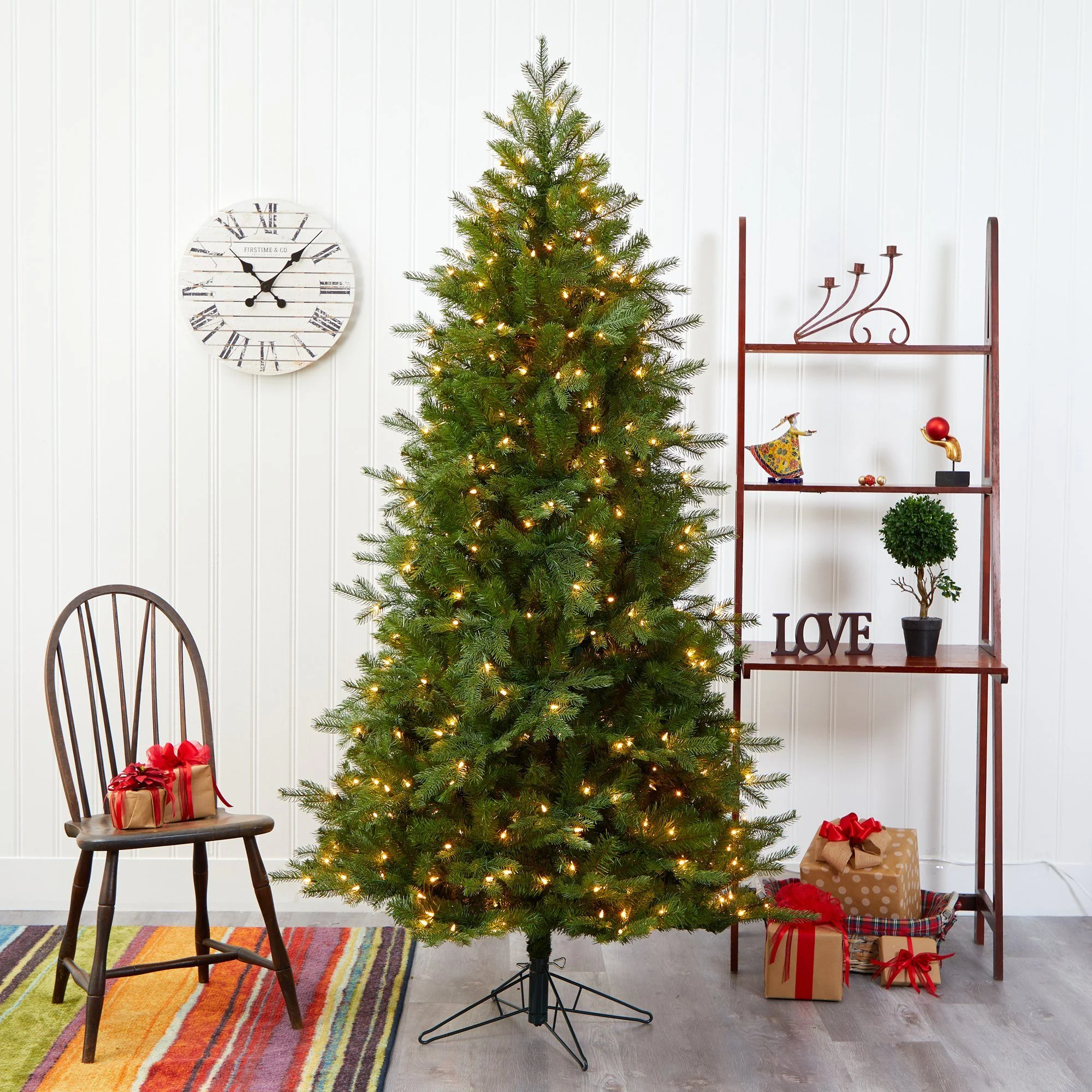 7' Vienna Fir Artificial Christmas Tree with 450 Warm White Lights and 843 Bendable Branches - Image 7