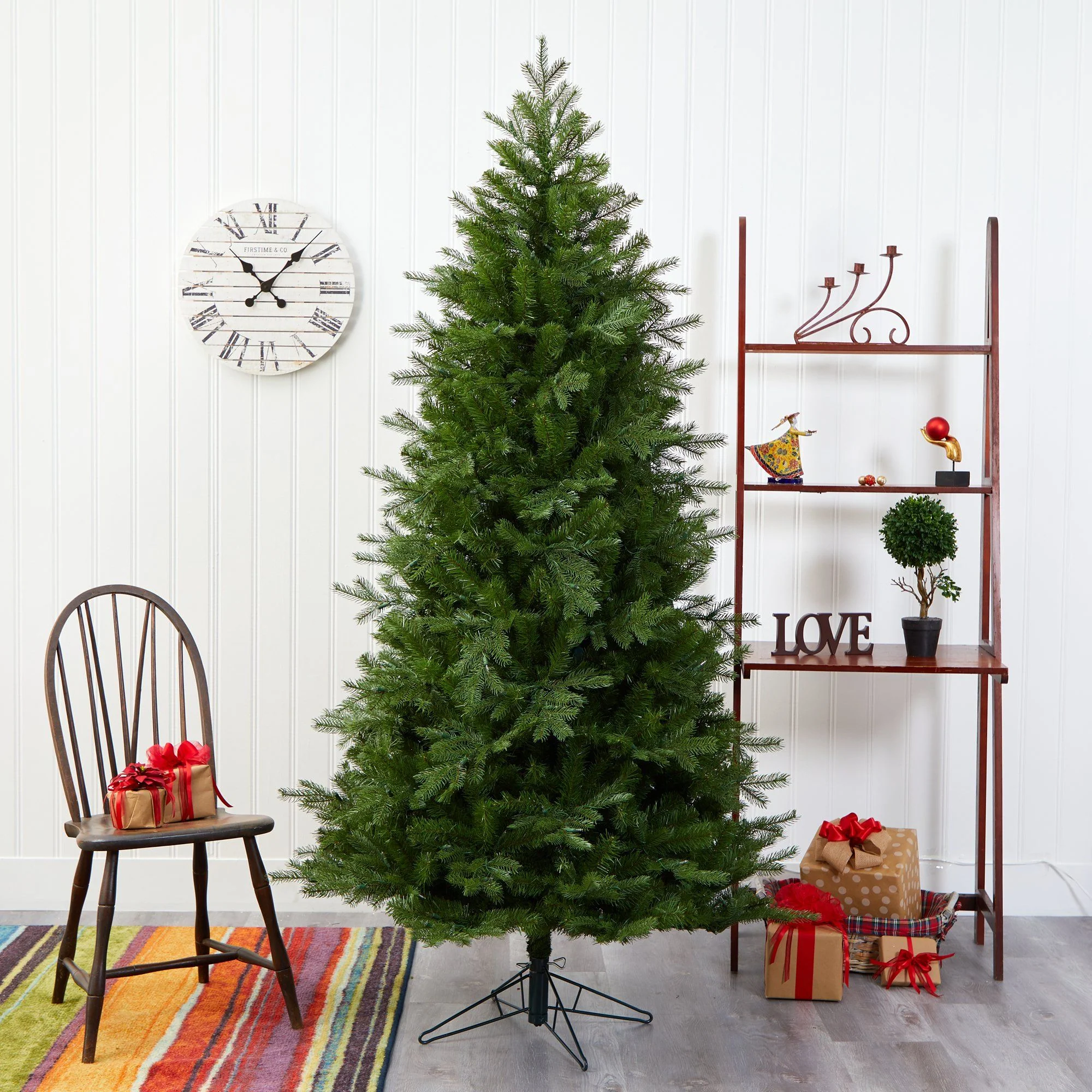 7' Vienna Fir Artificial Christmas Tree with 450 Warm White Lights and 843 Bendable Branches - Image 8