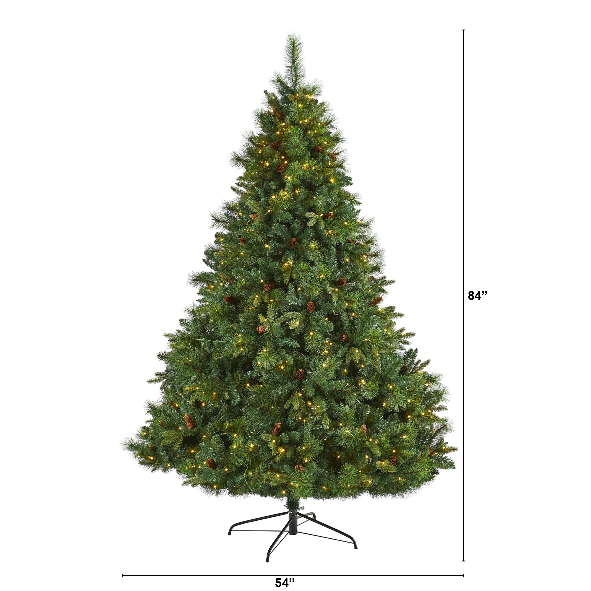 7’ West Virginia Full Bodied Mixed Pine Artificial Christmas Tree with 450 Clear LED Lights and Pine Cones - Image 2