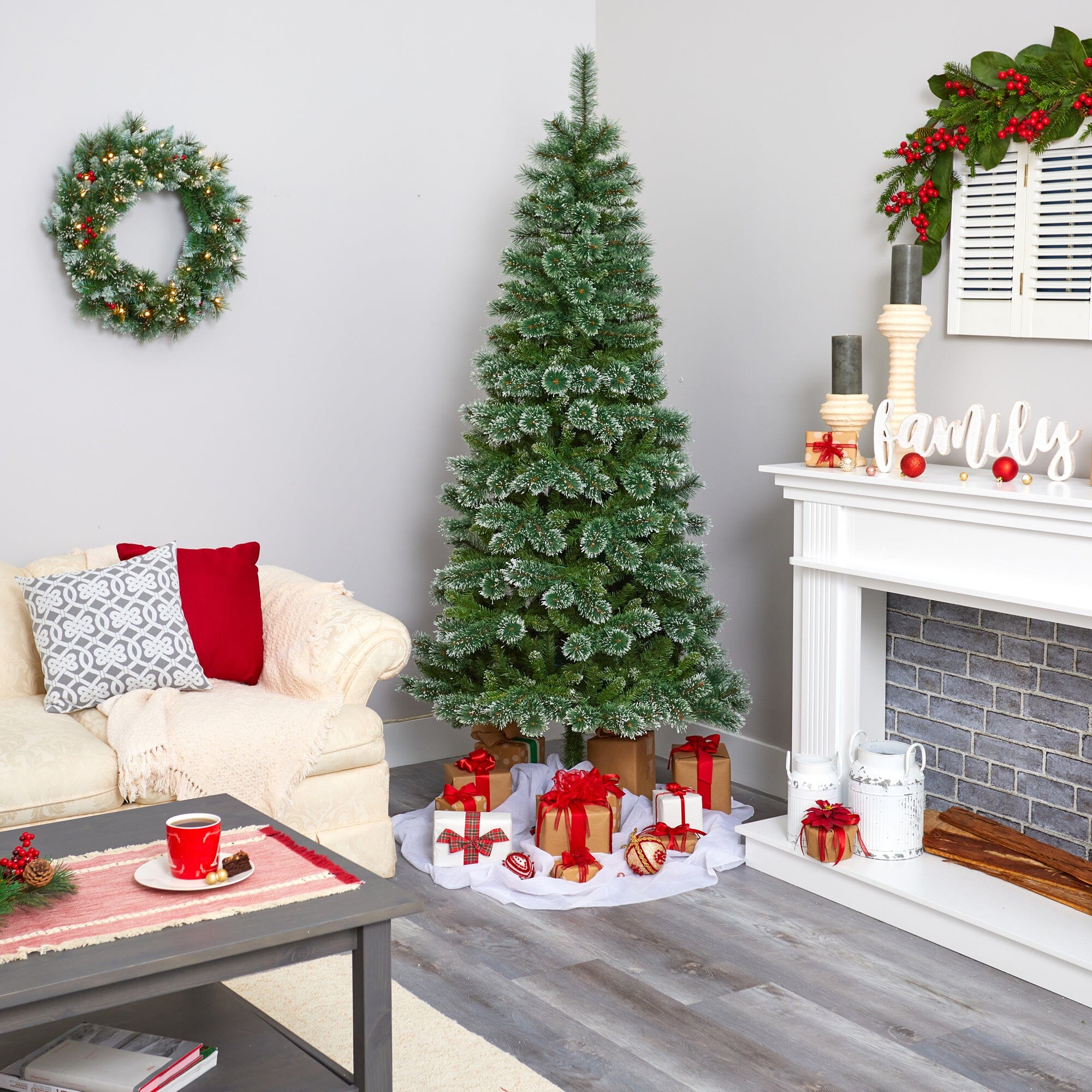 7’ Wisconsin Slim Snow Tip Pine Artificial Christmas Tree with 652 Bendable Branches - Image 5