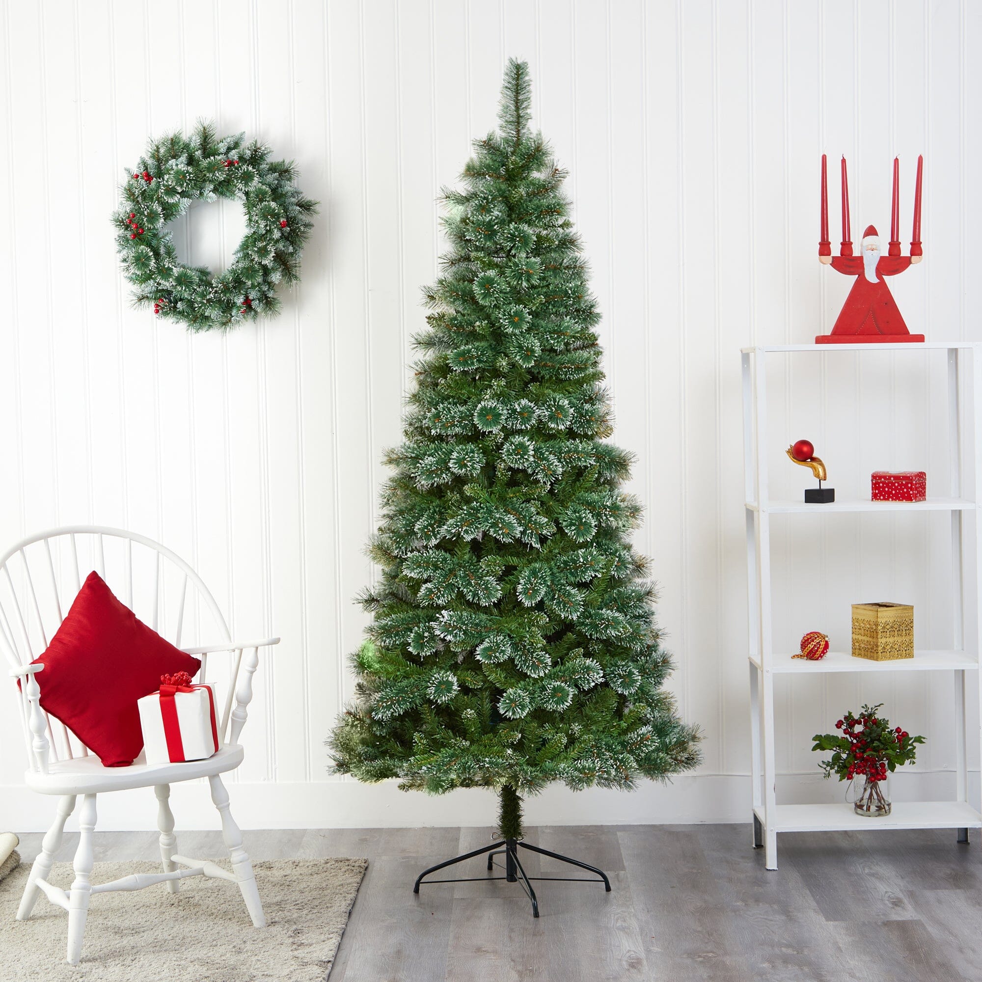 7’ Wisconsin Slim Snow Tip Pine Artificial Christmas Tree with 652 Bendable Branches - Image 6