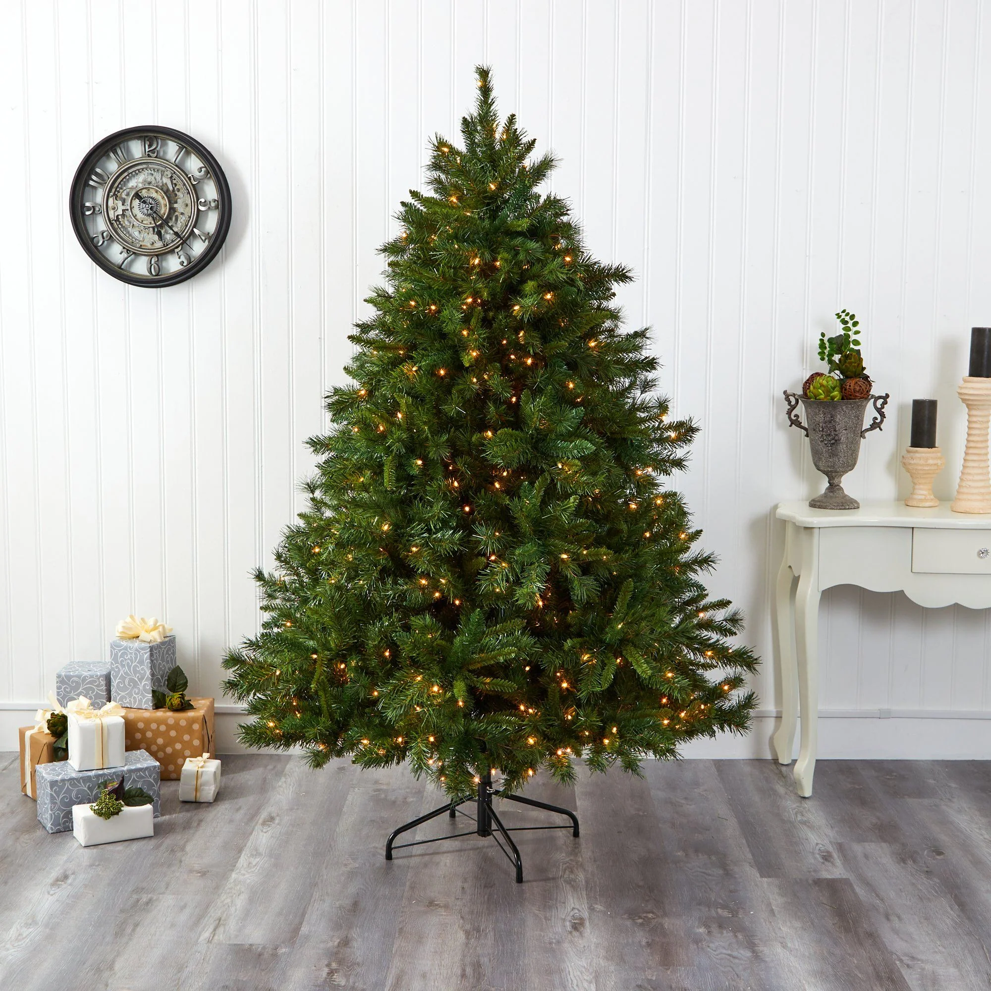 7’ Wyoming Mixed Pine Artificial Christmas Tree with 550 Clear Lights and 1054 Bendable Branches - Image 6