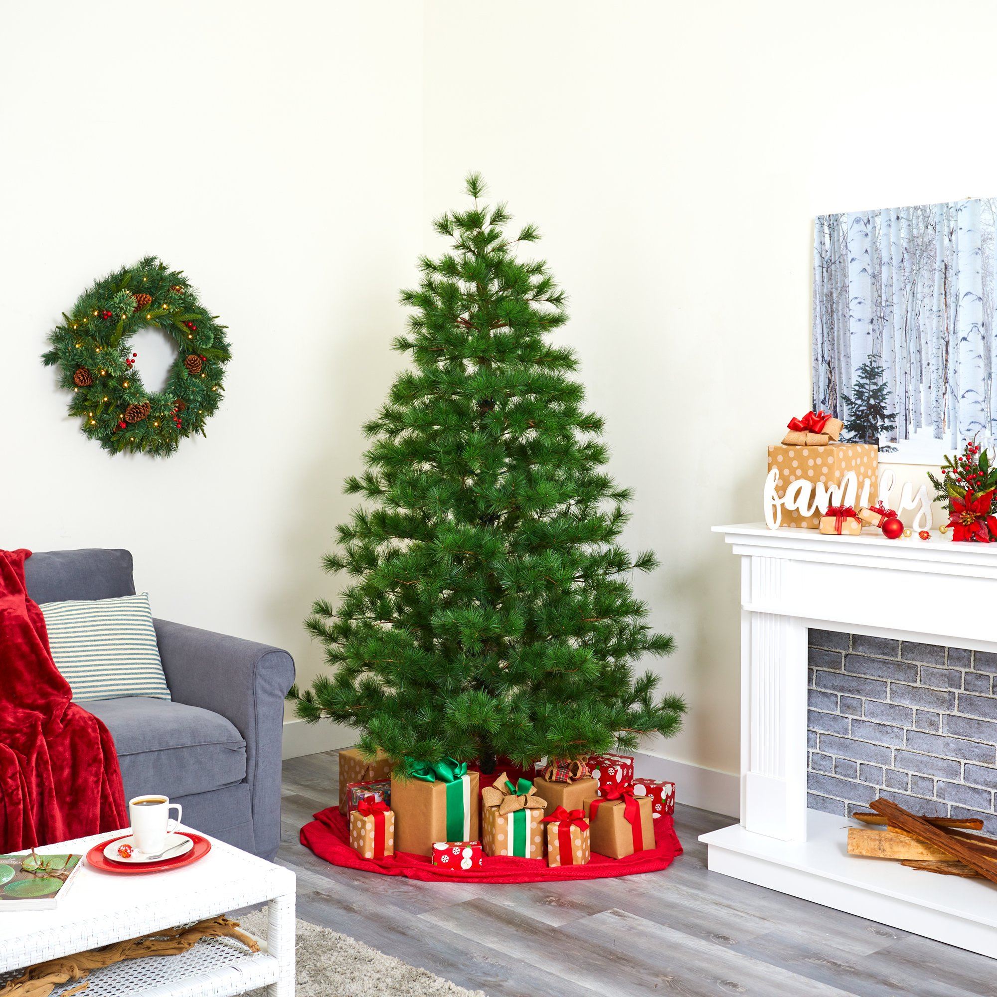 7’ Yukon Mixed Pine Artificial Christmas Tree with 1104 Bendable Branches - Image 5
