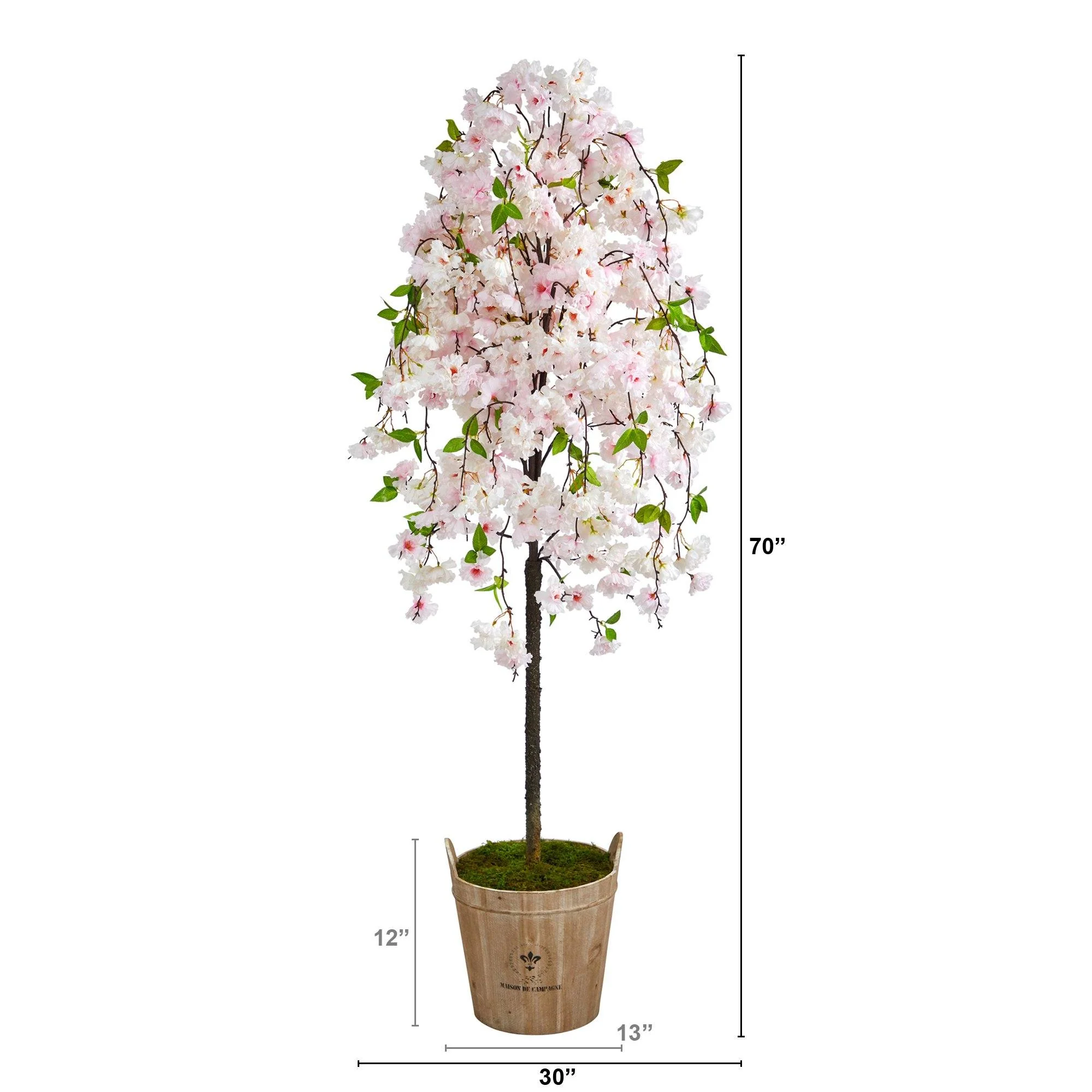 70” Cherry Blossom Artificial Tree in Farmhouse Planter - Image 2