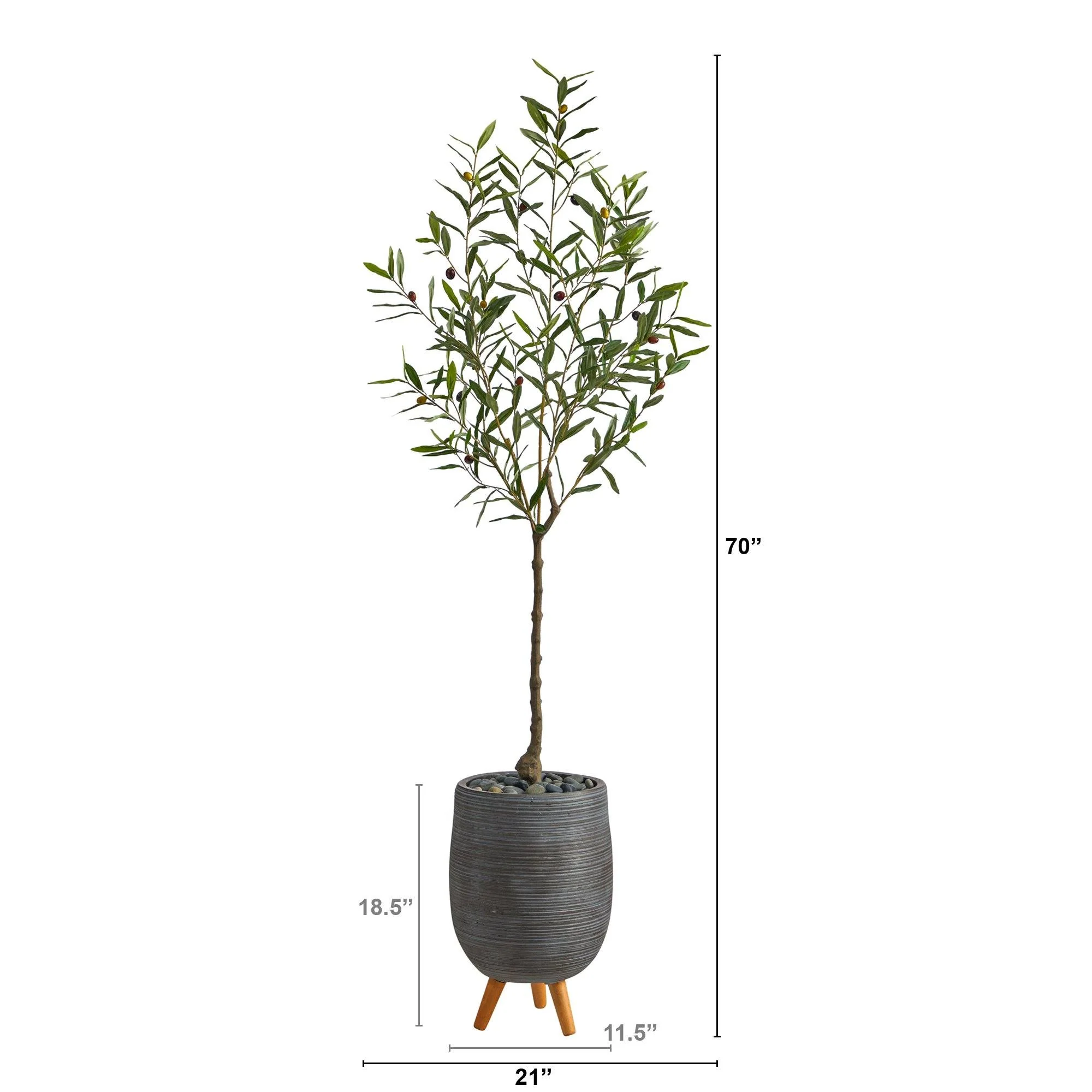 70” Olive Artificial Tree in Gray Planter with Stand - Image 2