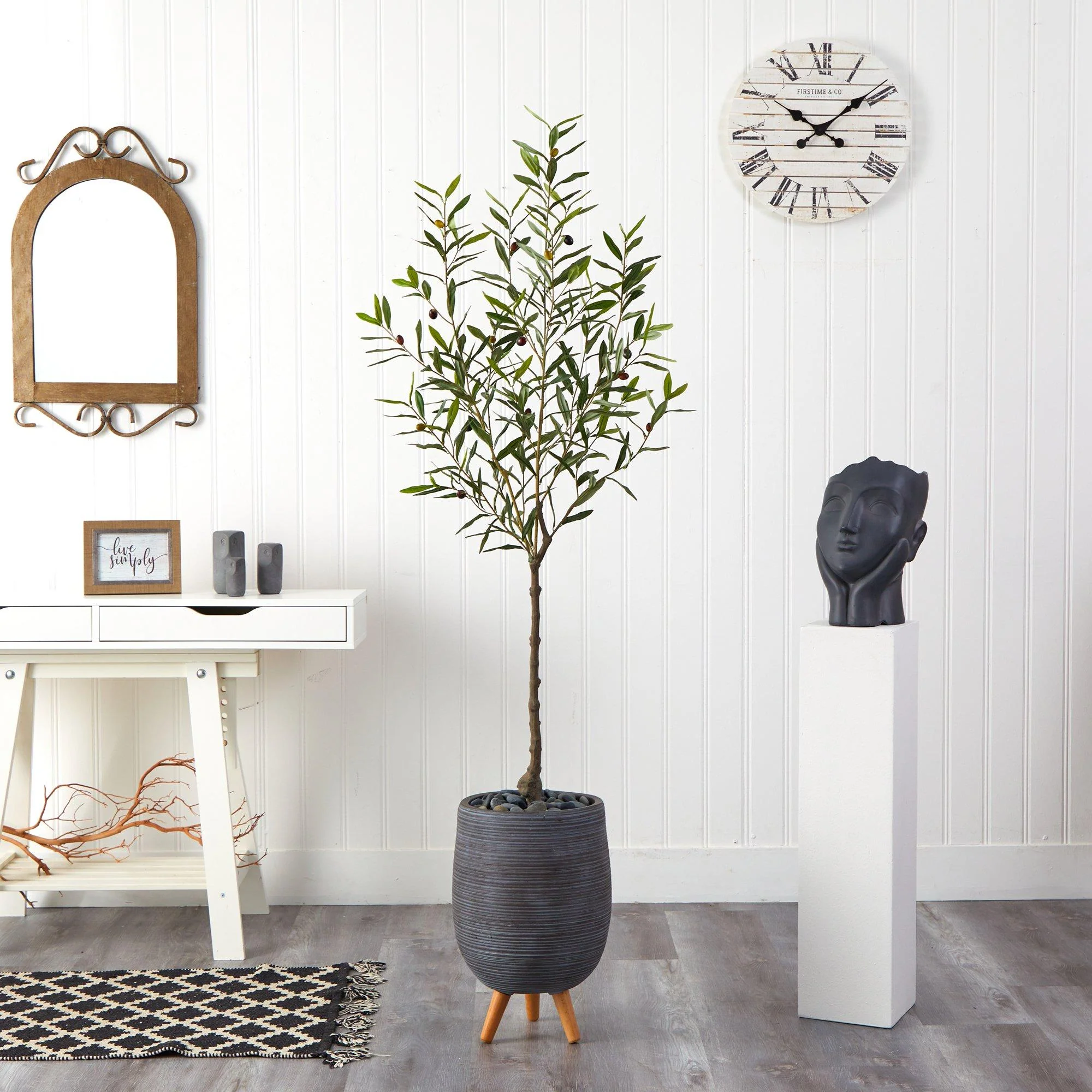 70” Olive Artificial Tree in Gray Planter with Stand - Image 3