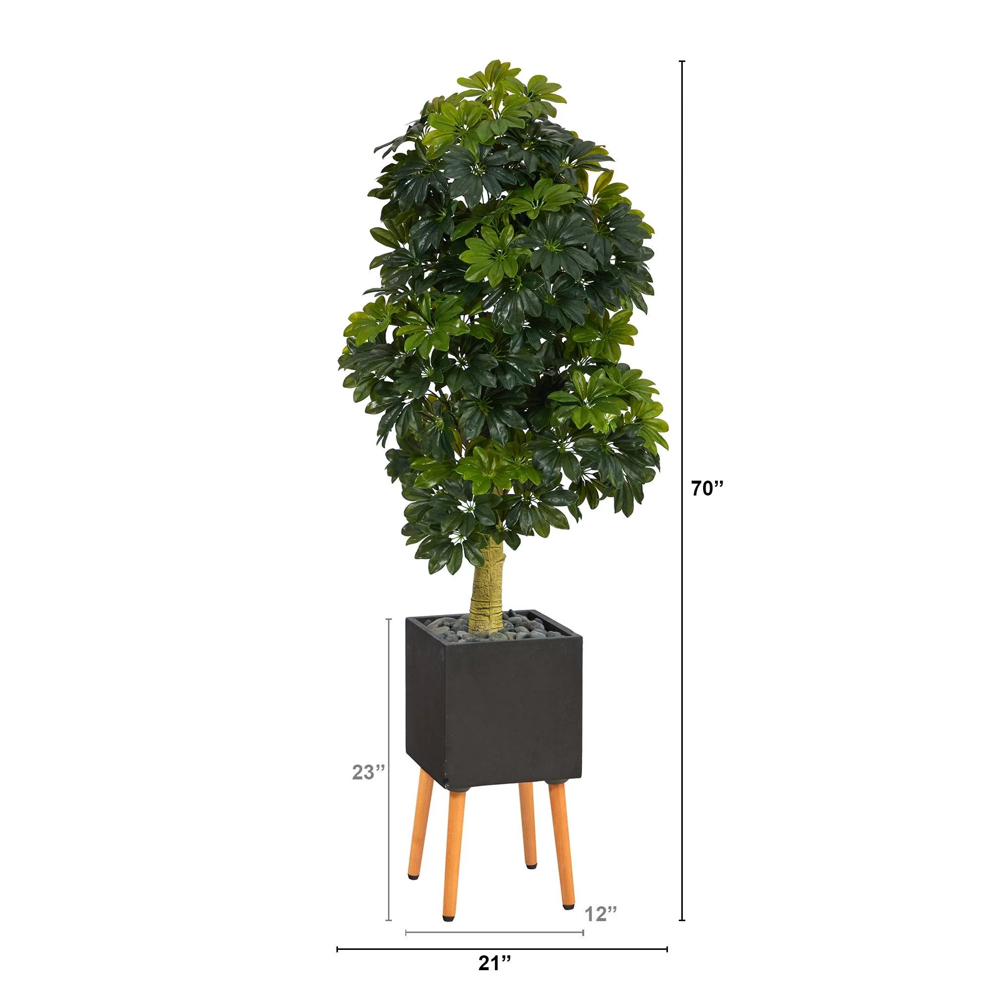 70” Schefflera Artificial Tree in Black Planter with Stand (Real Touch) - Image 2