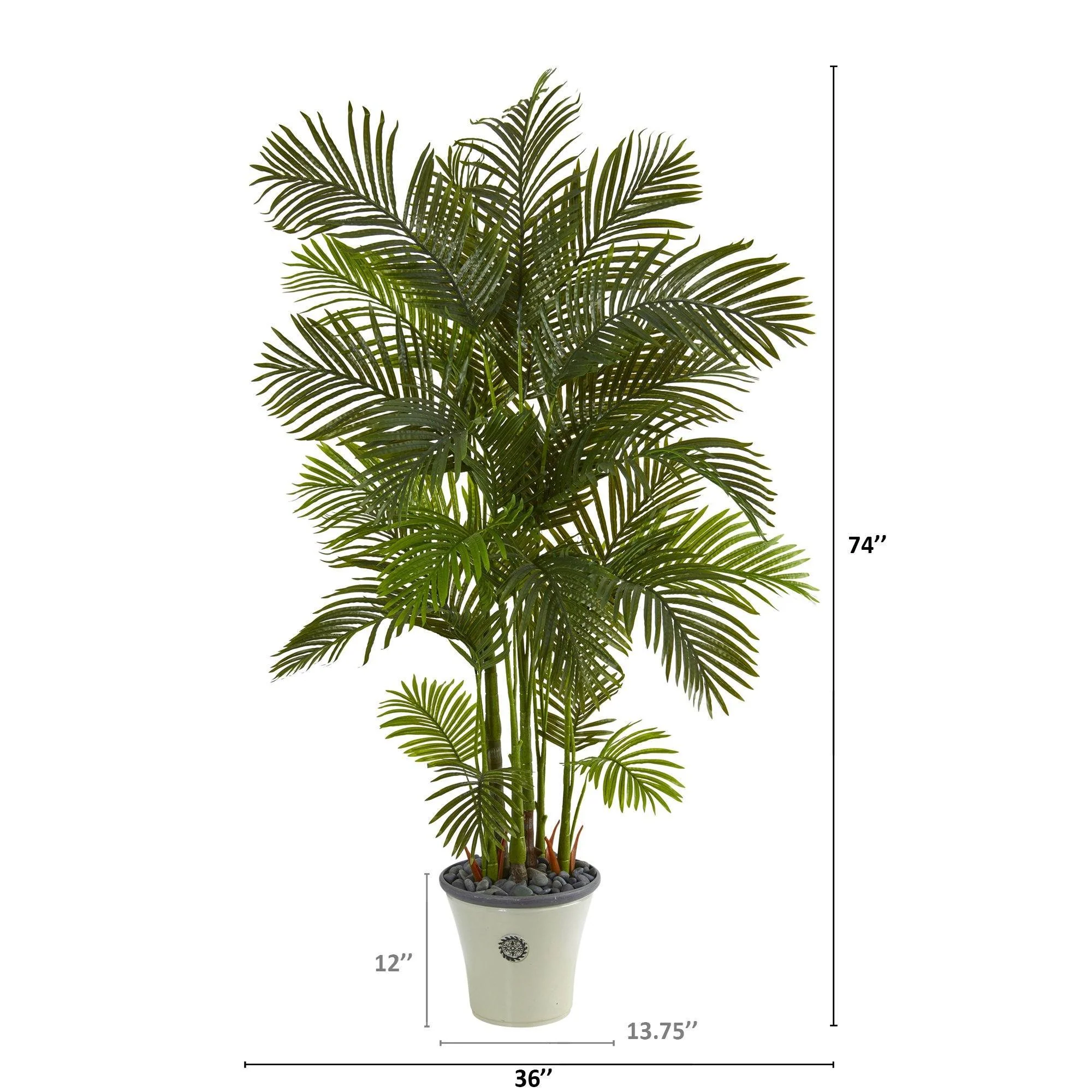74” Areca Palm Artificial Tree in Decorative Planter - Image 2