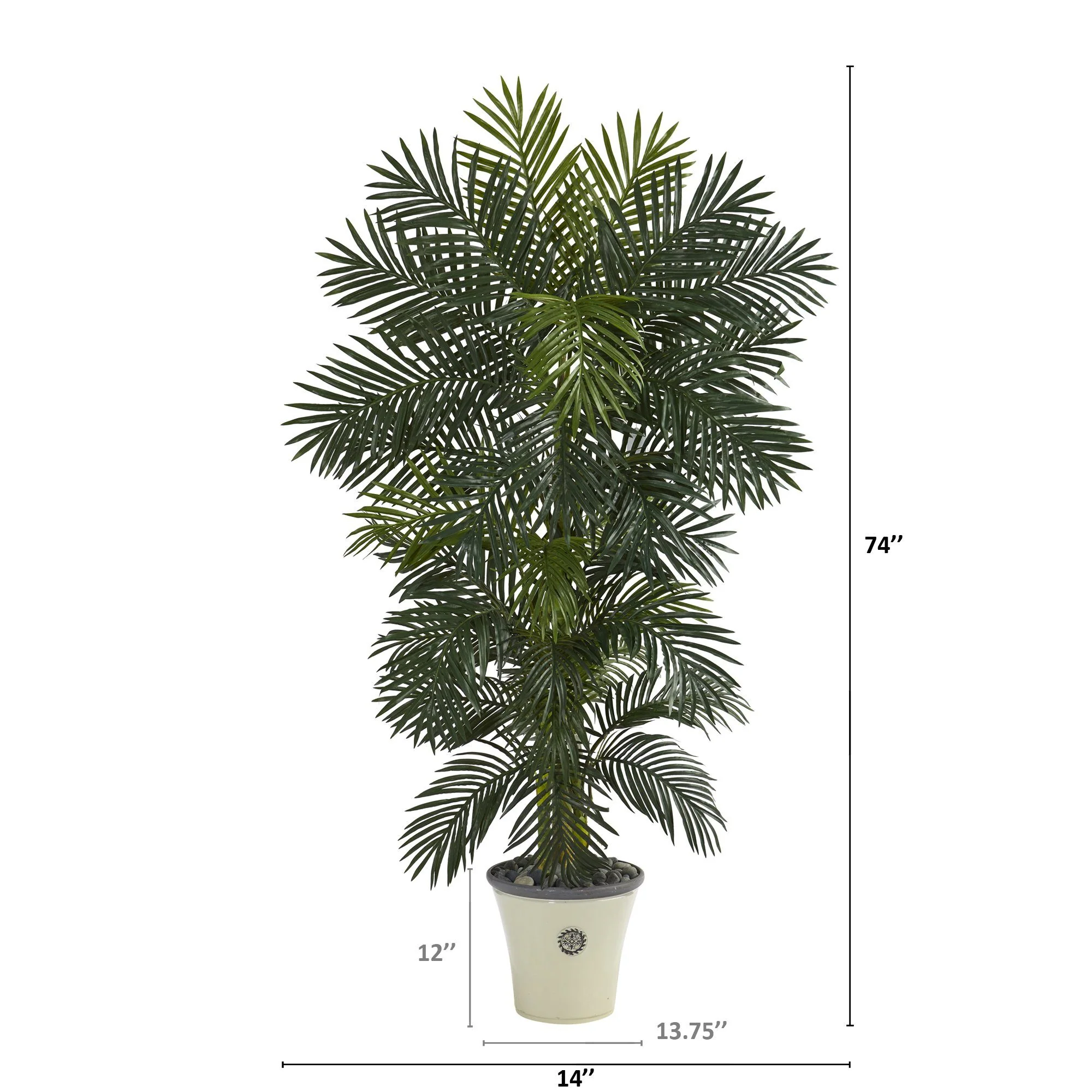 74” Golden Cane Artificial Palm Tree in Decorative Planter - Image 2