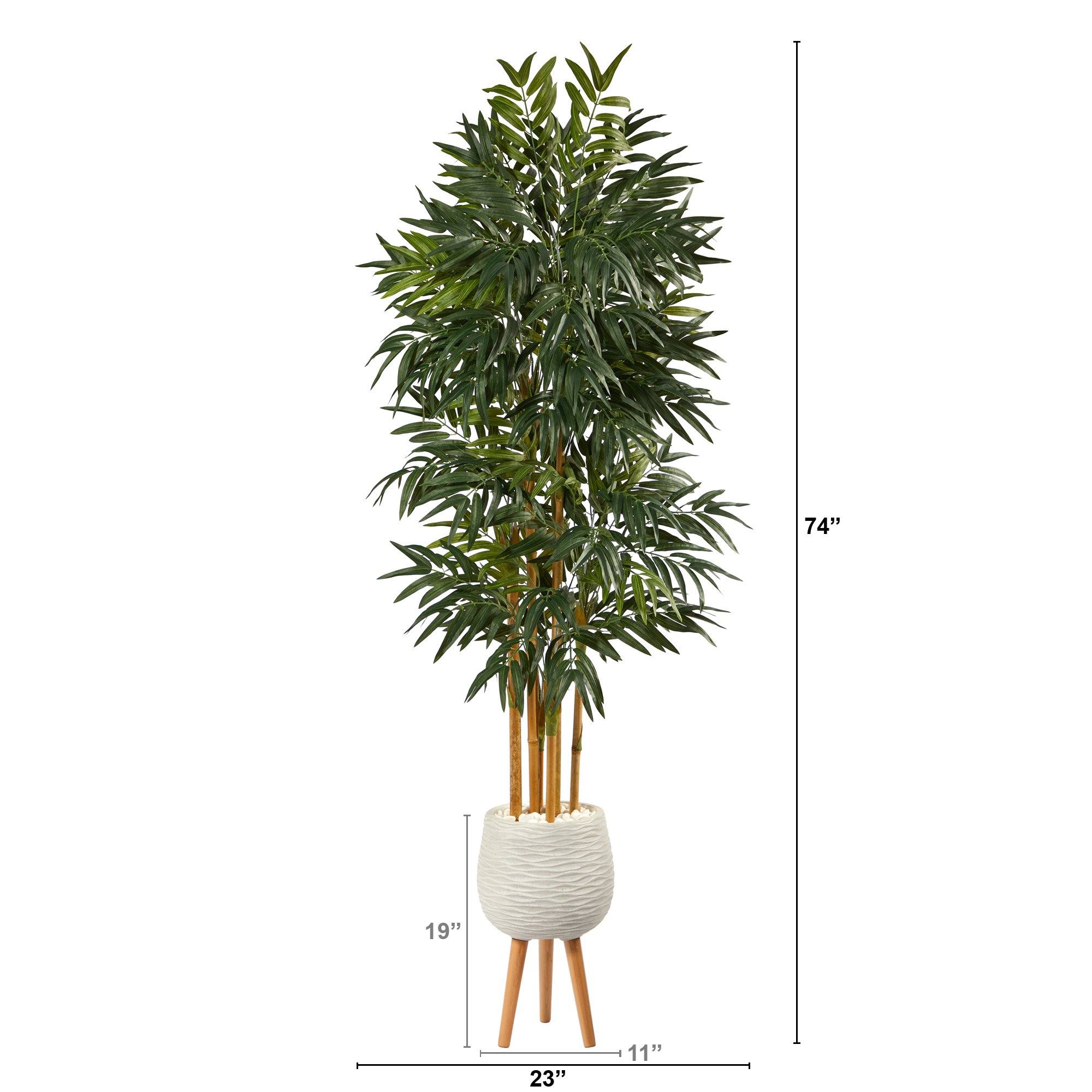 74” Phoenix Palm Artificial tree in White Planter with Stand - Image 2
