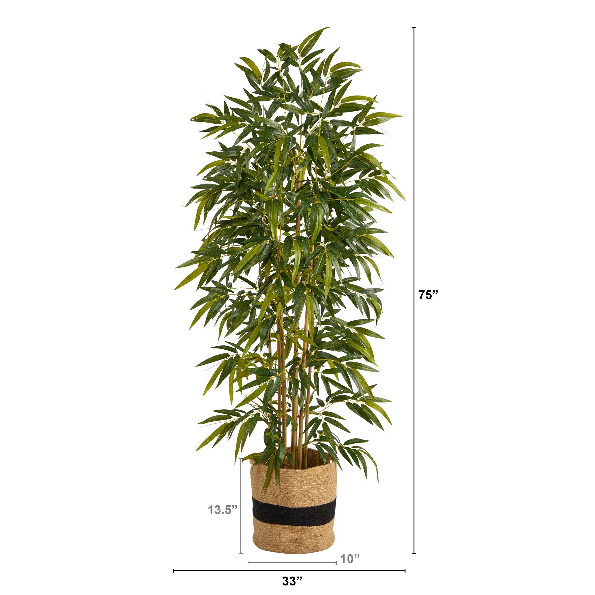 75” Bamboo Artificial Tree in Handmade Natural Cotton Planter - Image 2