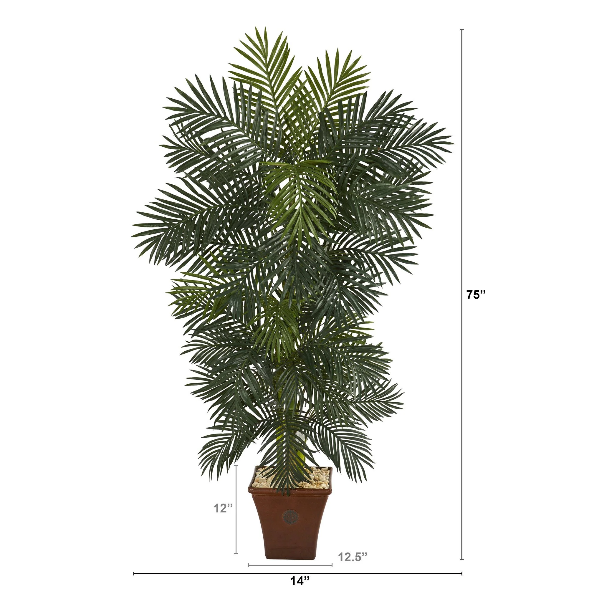 75” Golden Cane Artificial Palm Tree in Brown Planter - Image 2