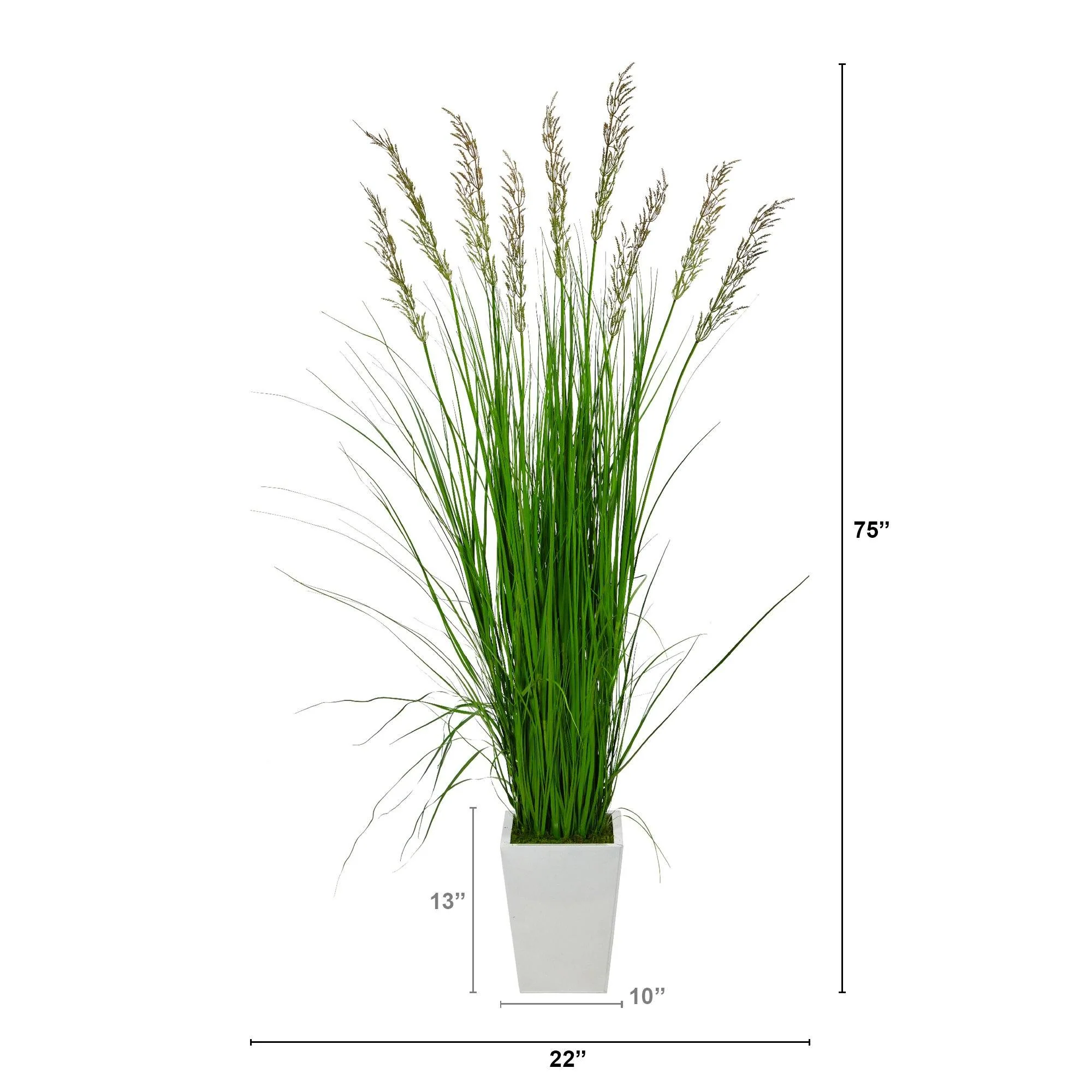 75” Grass Artificial Plant in White Metal Planter - Image 2