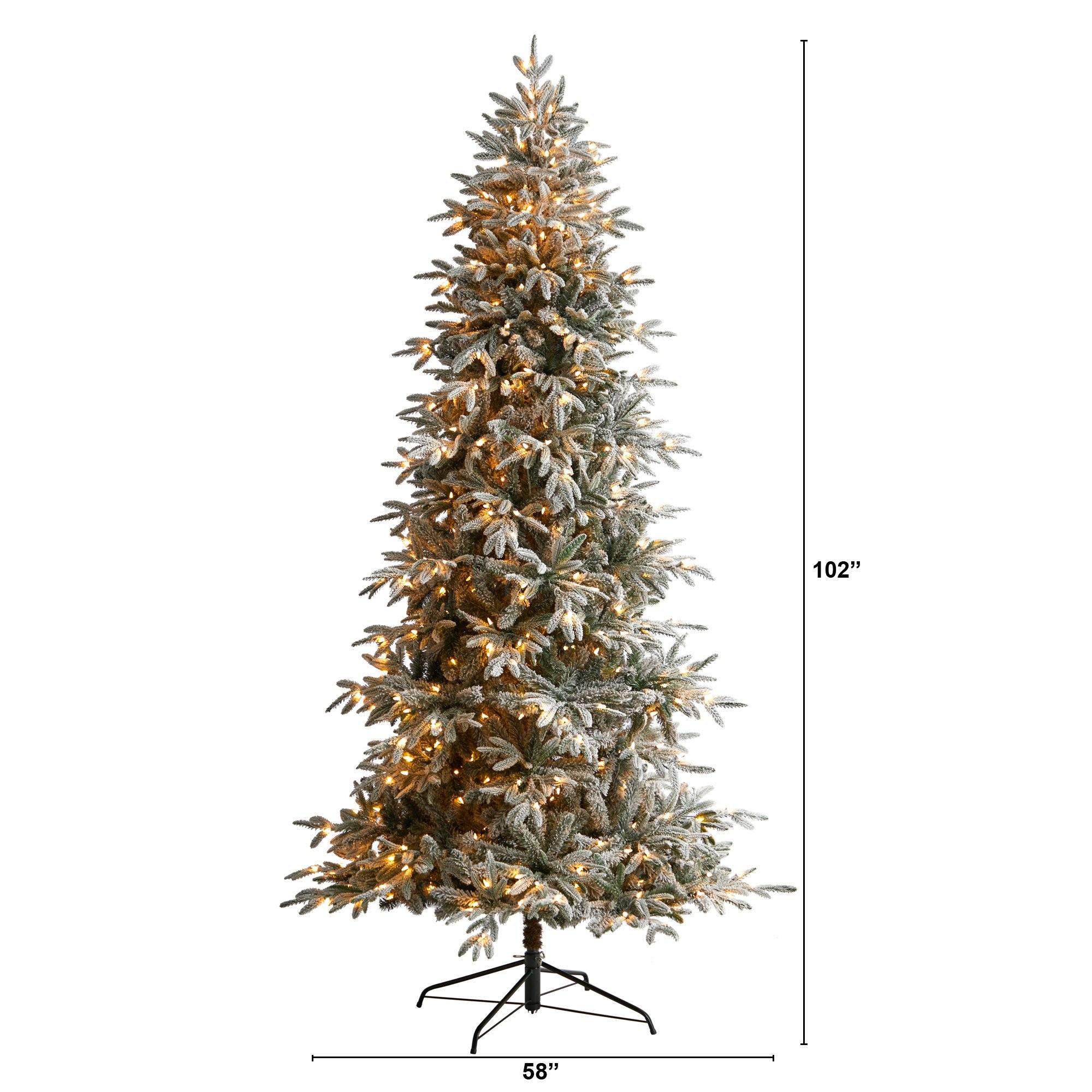 8.5’ Flocked Manchester Spruce Artificial Christmas Tree with 550 Lights and 1317 Bendable Branches - Image 2