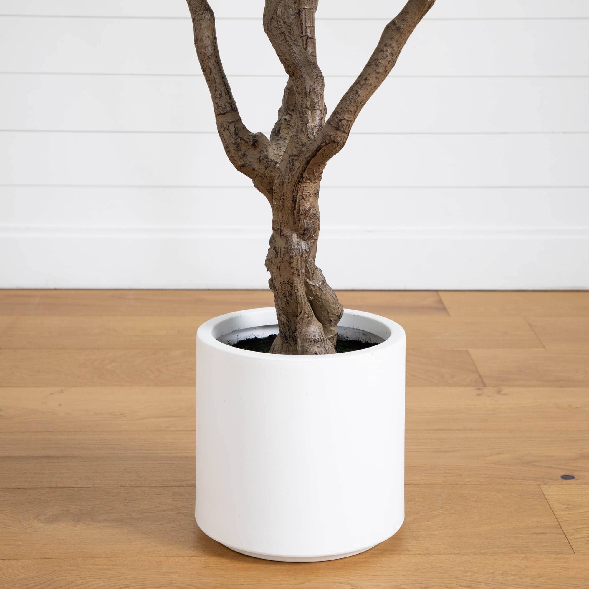 8’ Artificial Grand Olive Tree in White Decorative Planter - Image 6