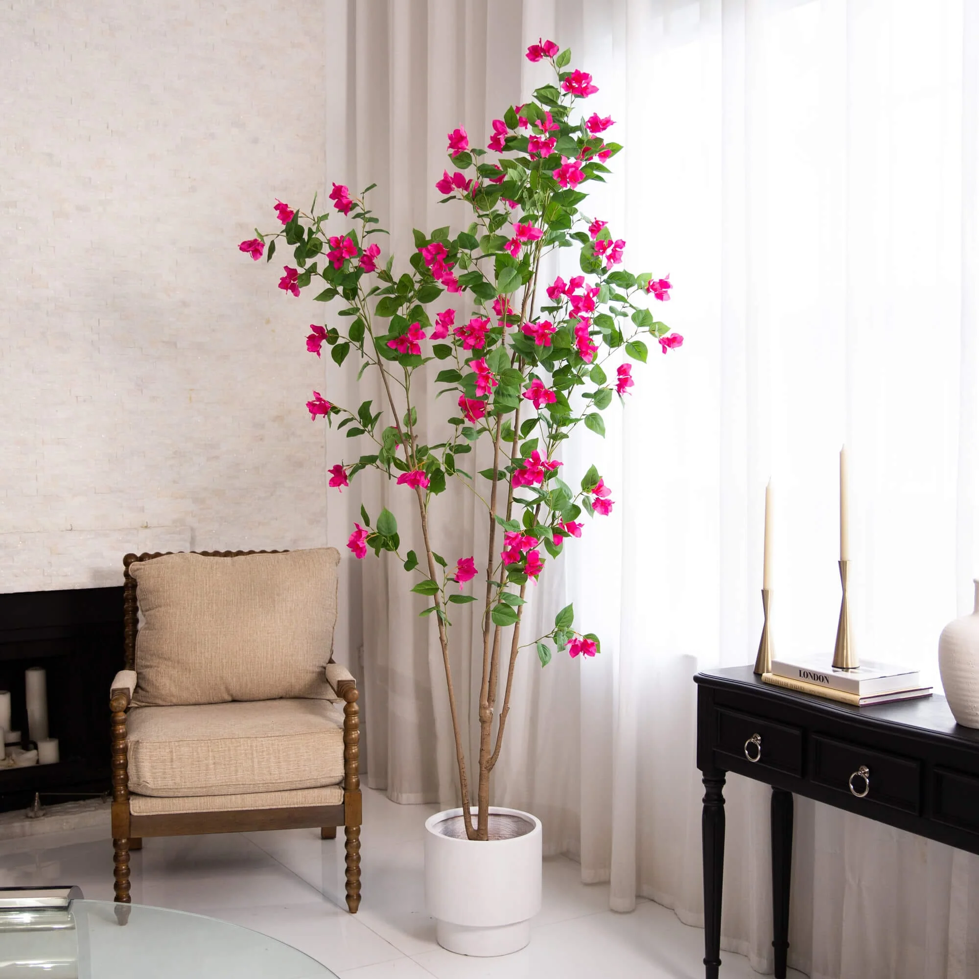 8’ Artificial Minimalist Bougainvillea Tree - Image 3