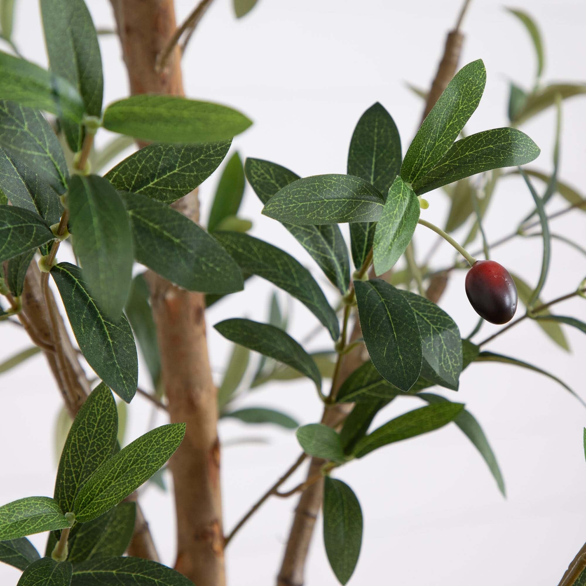 8' Artificial Olive Tree with Natural Trunk - Image 2