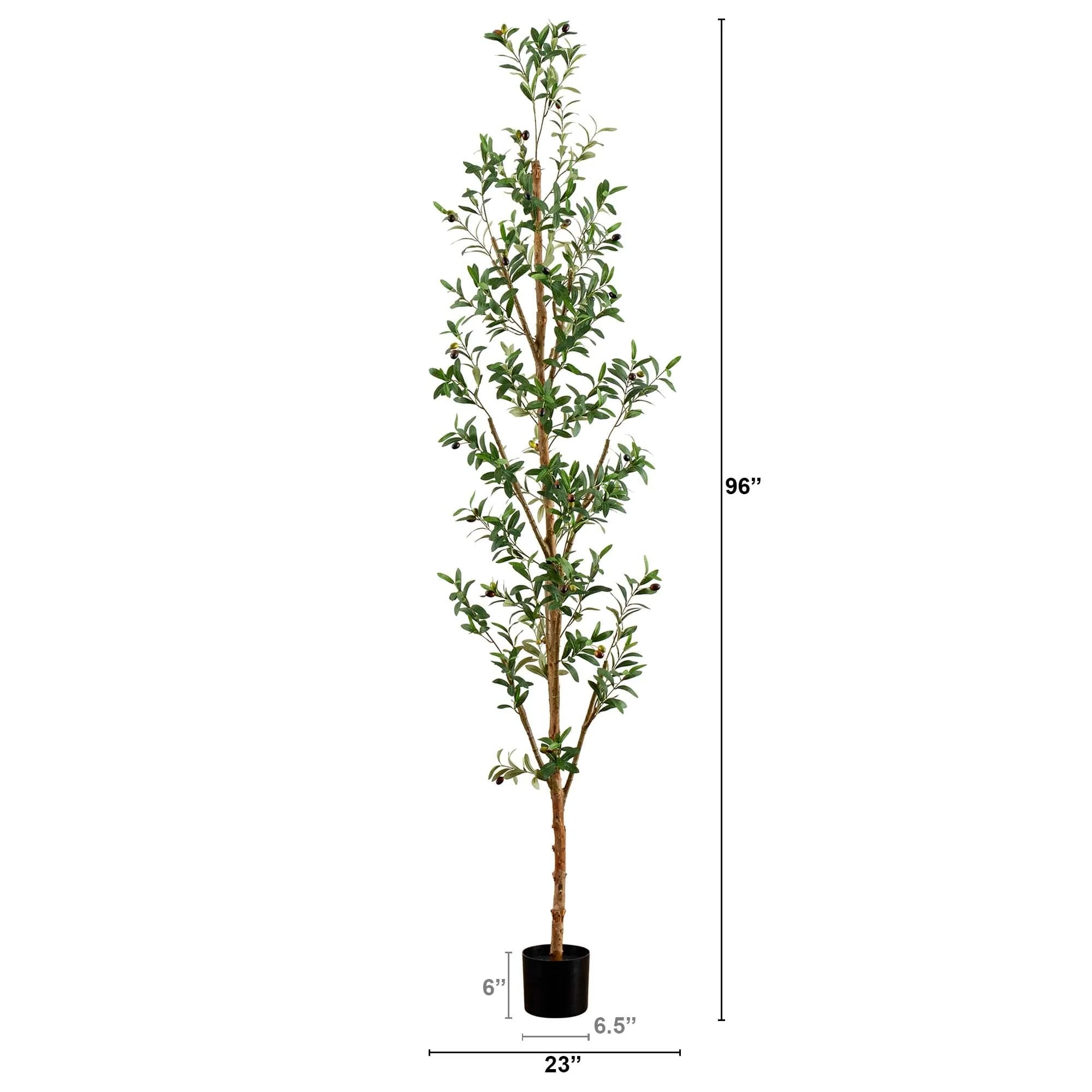 8' Artificial Olive Tree with Natural Trunk - Image 4