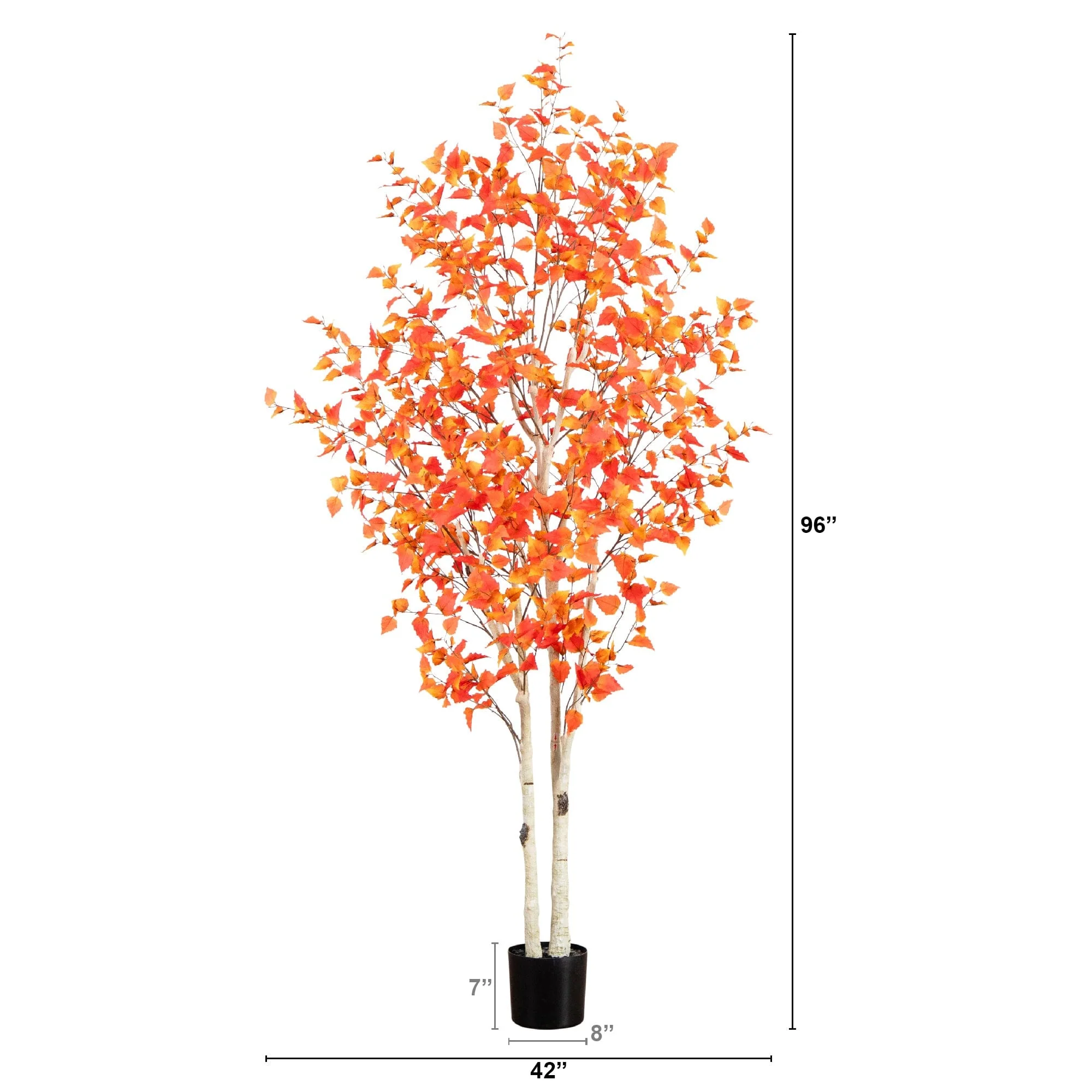 8’ Autumn Birch Artificial Fall Tree - Image 6