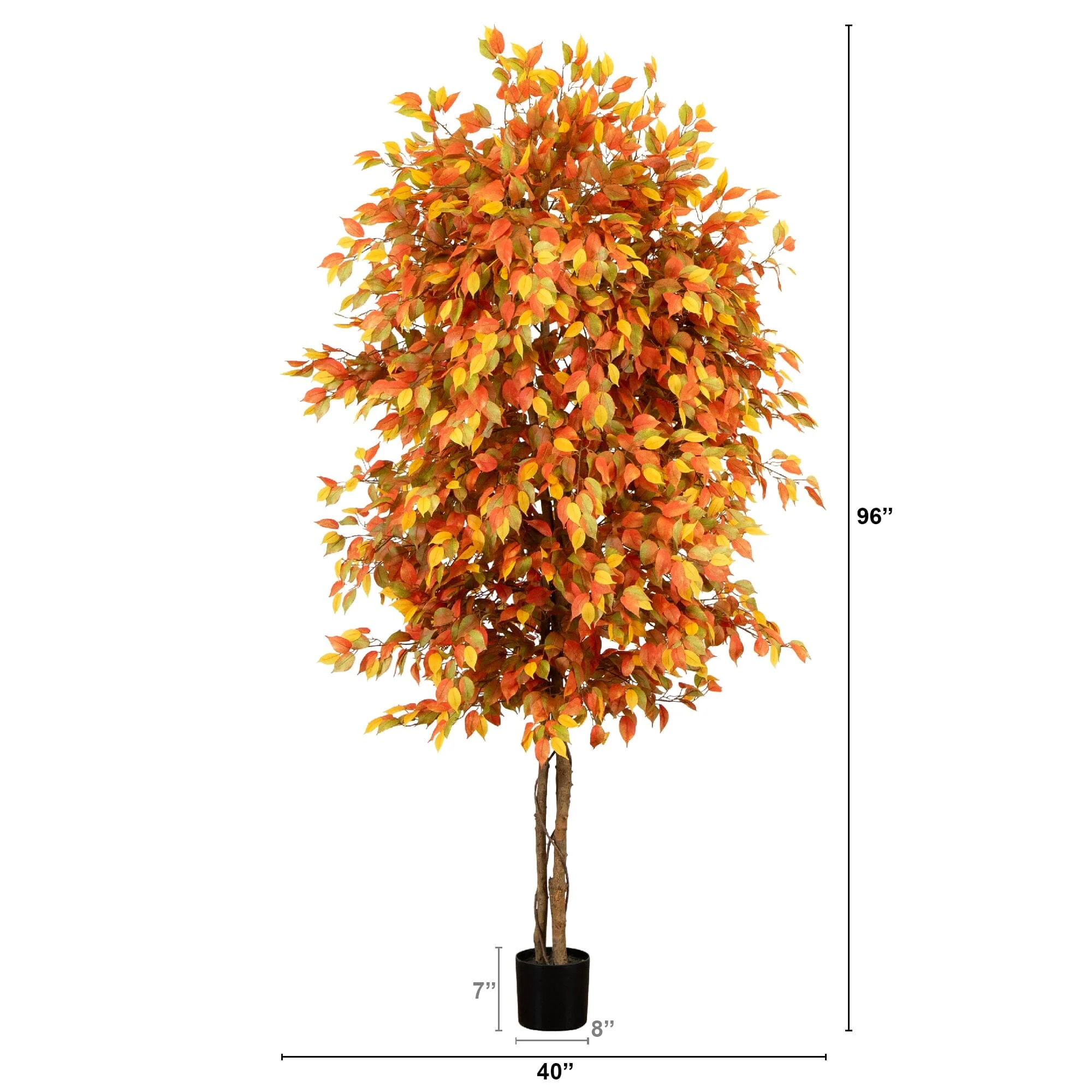 8’ Autumn Ficus Artificial Fall Tree - Image 7