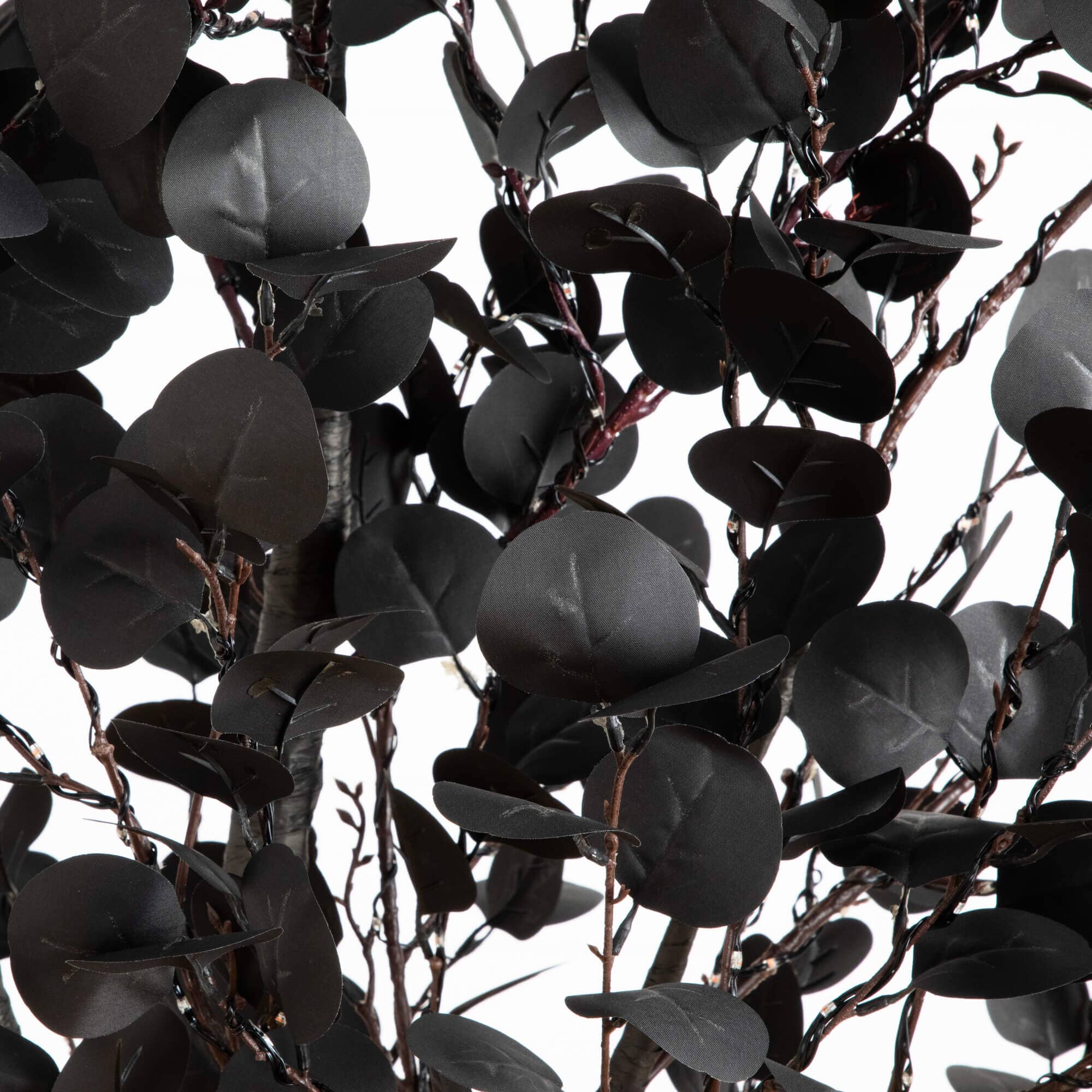 8' Pre-Lit Artificial Halloween Black Eucalyptus Tree with 540 Orange & Purple LED Lights - Image 9