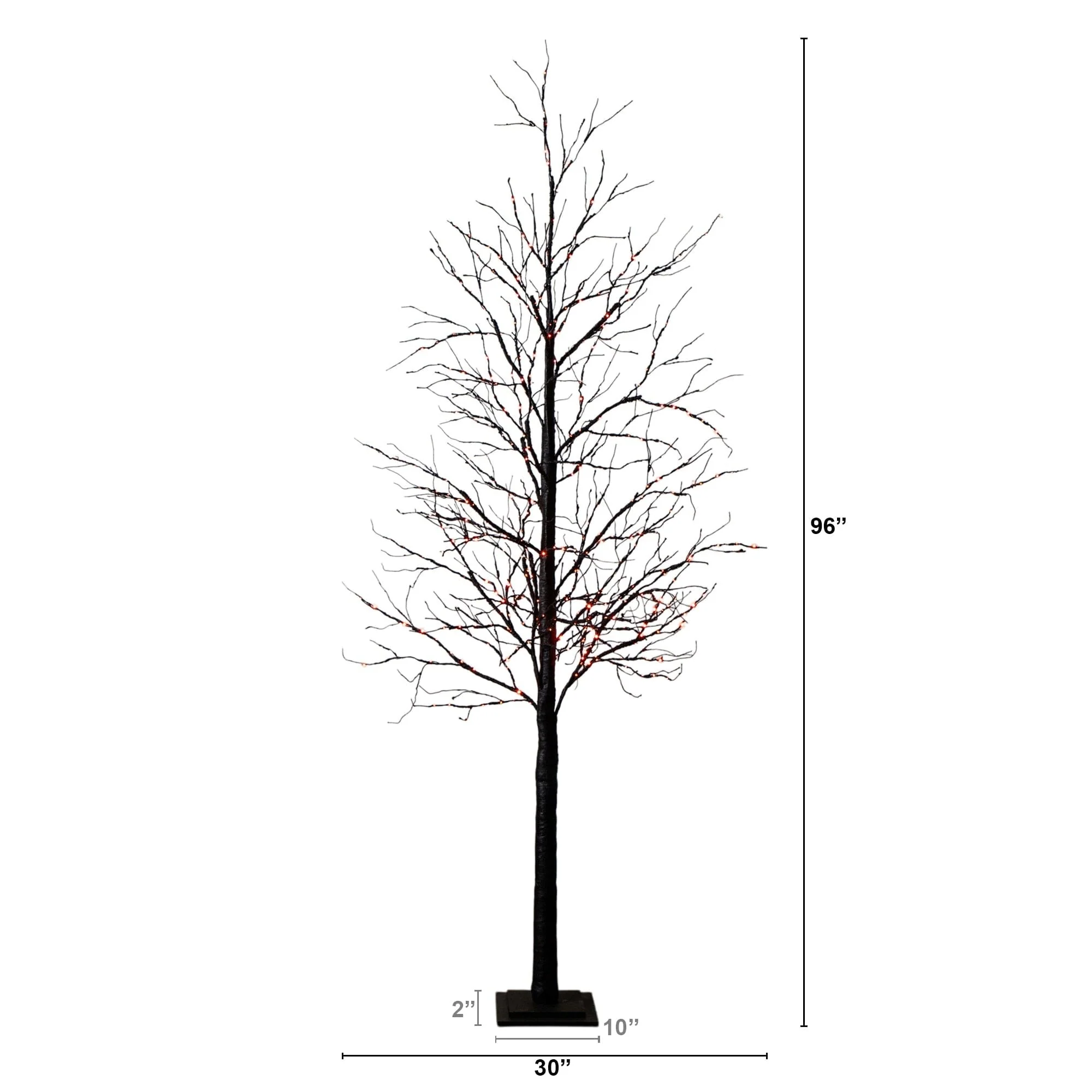 8' Pre-Lit Halloween Black Twig Artificial Tree with 510 Orange & Purple LED Lights - Image 12