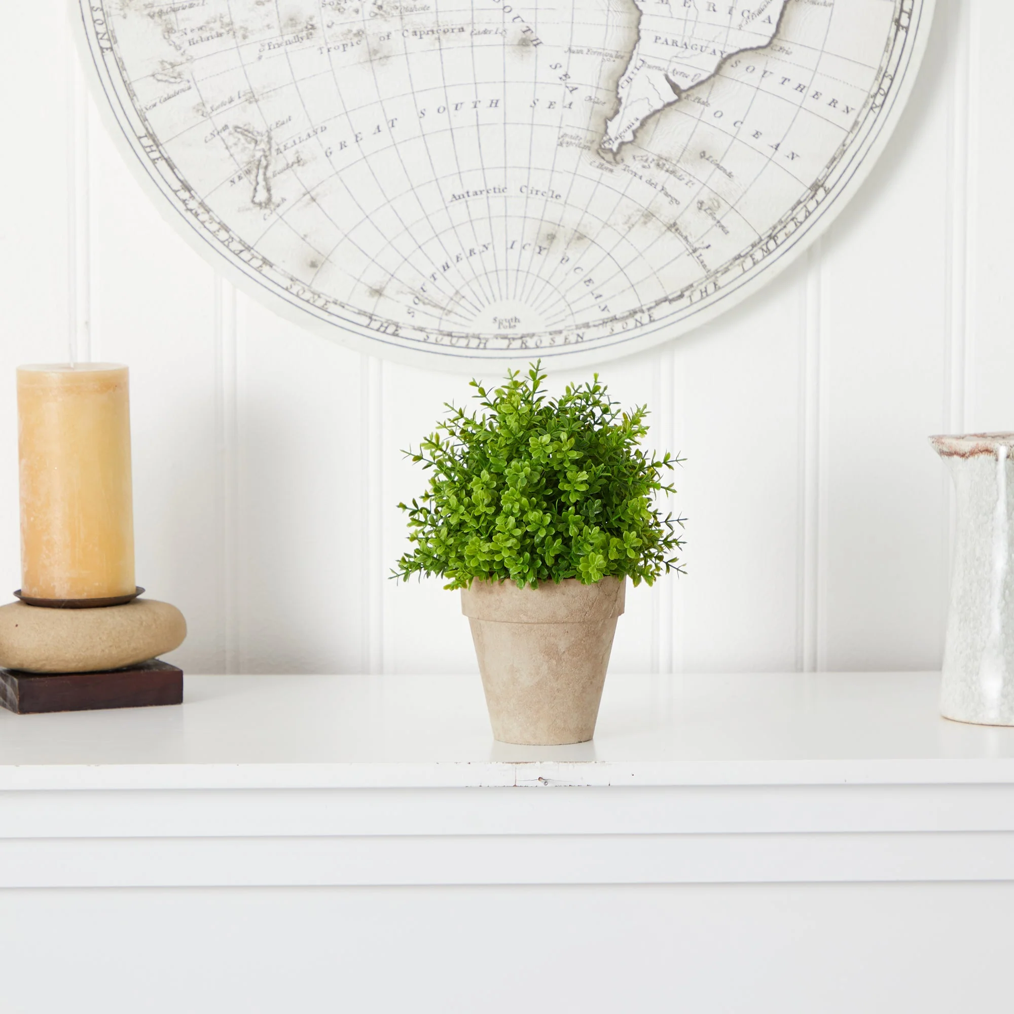 8” Boxwood Artificial Plant in Decorative Planter - Image 3