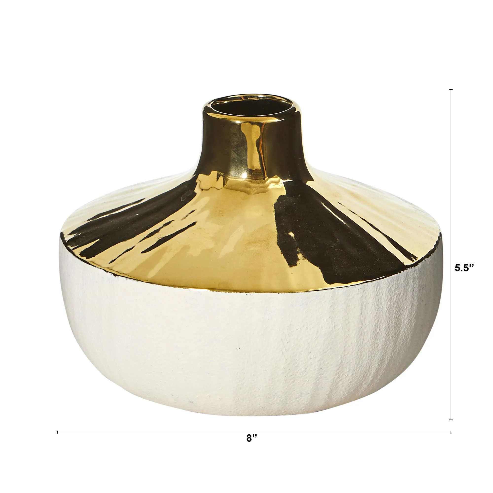 8” Elegance Ceramic Decorative Vase with Gold Accents - Image 2