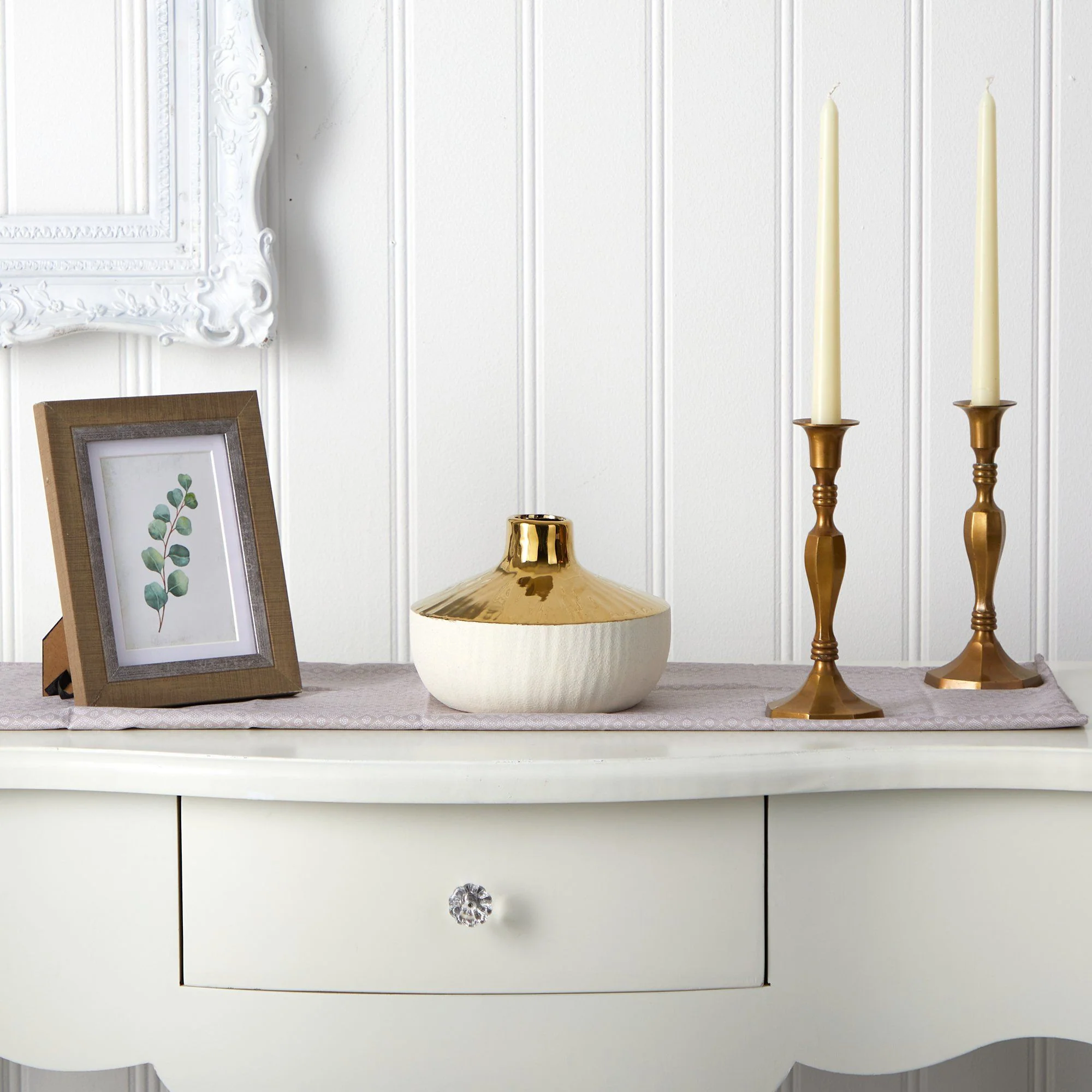 8” Elegance Ceramic Decorative Vase with Gold Accents - Image 3