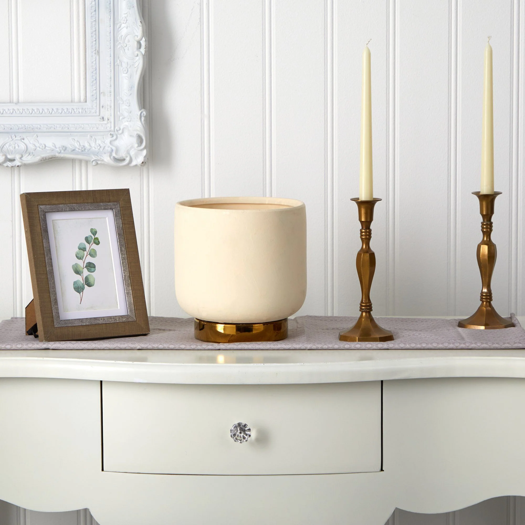 8” Elegance Ceramic Planter with Gold Accents - Image 3