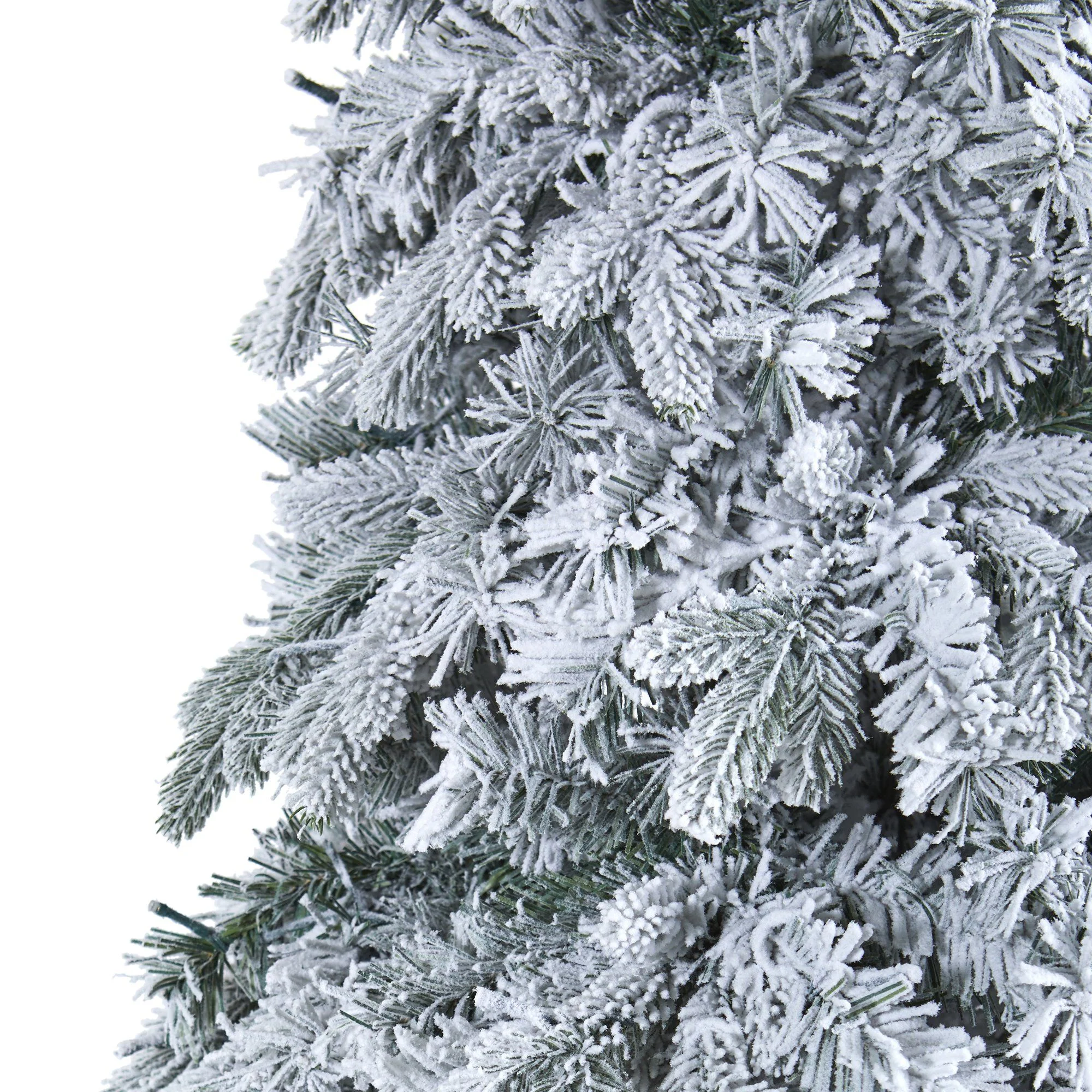 8' Flocked Vermont Mixed Pine Artificial Christmas Tree with 600 LED Lights - Image 5