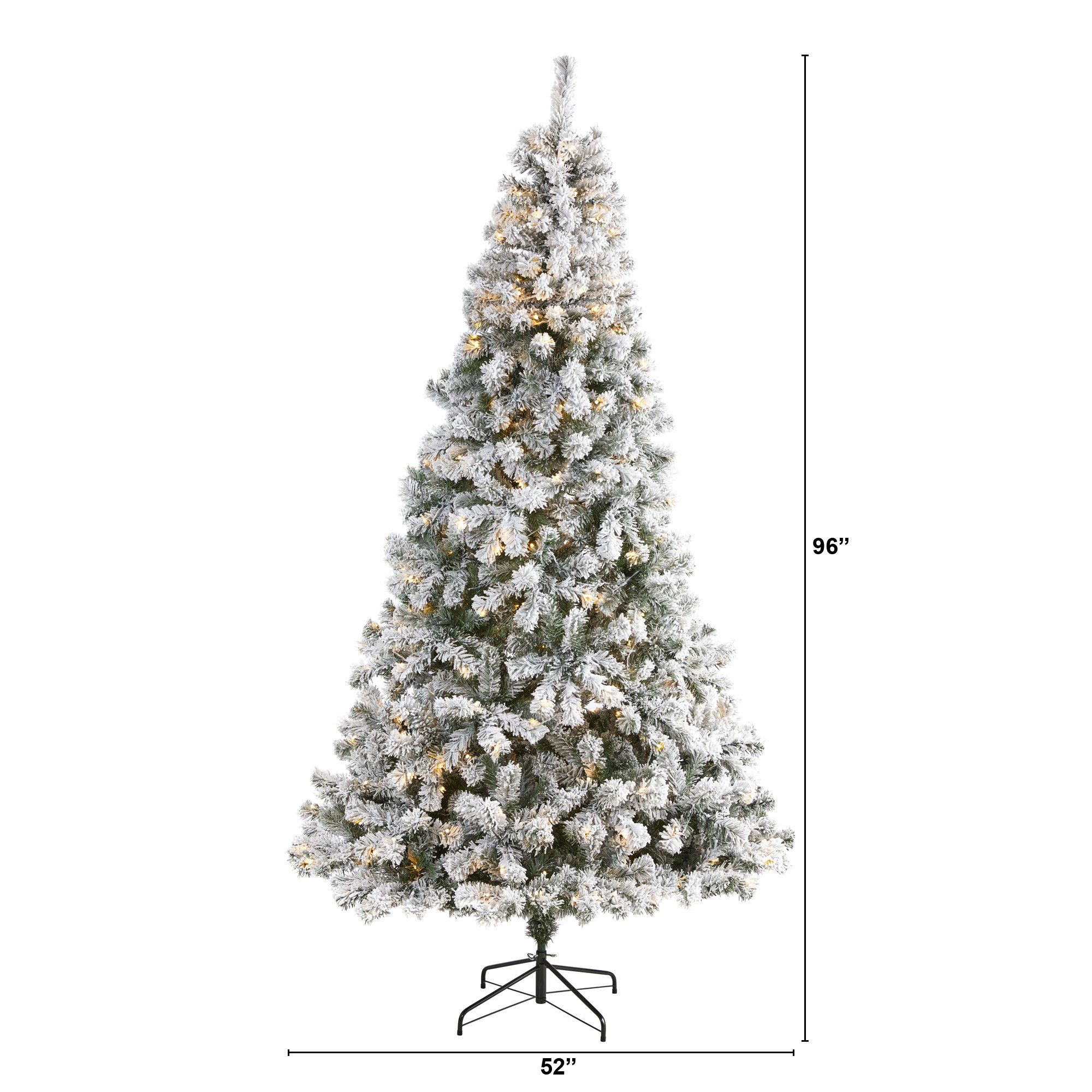 8' Flocked West Virginia Fir Artificial Christmas Tree with 500 Clear LED Lights - Image 2