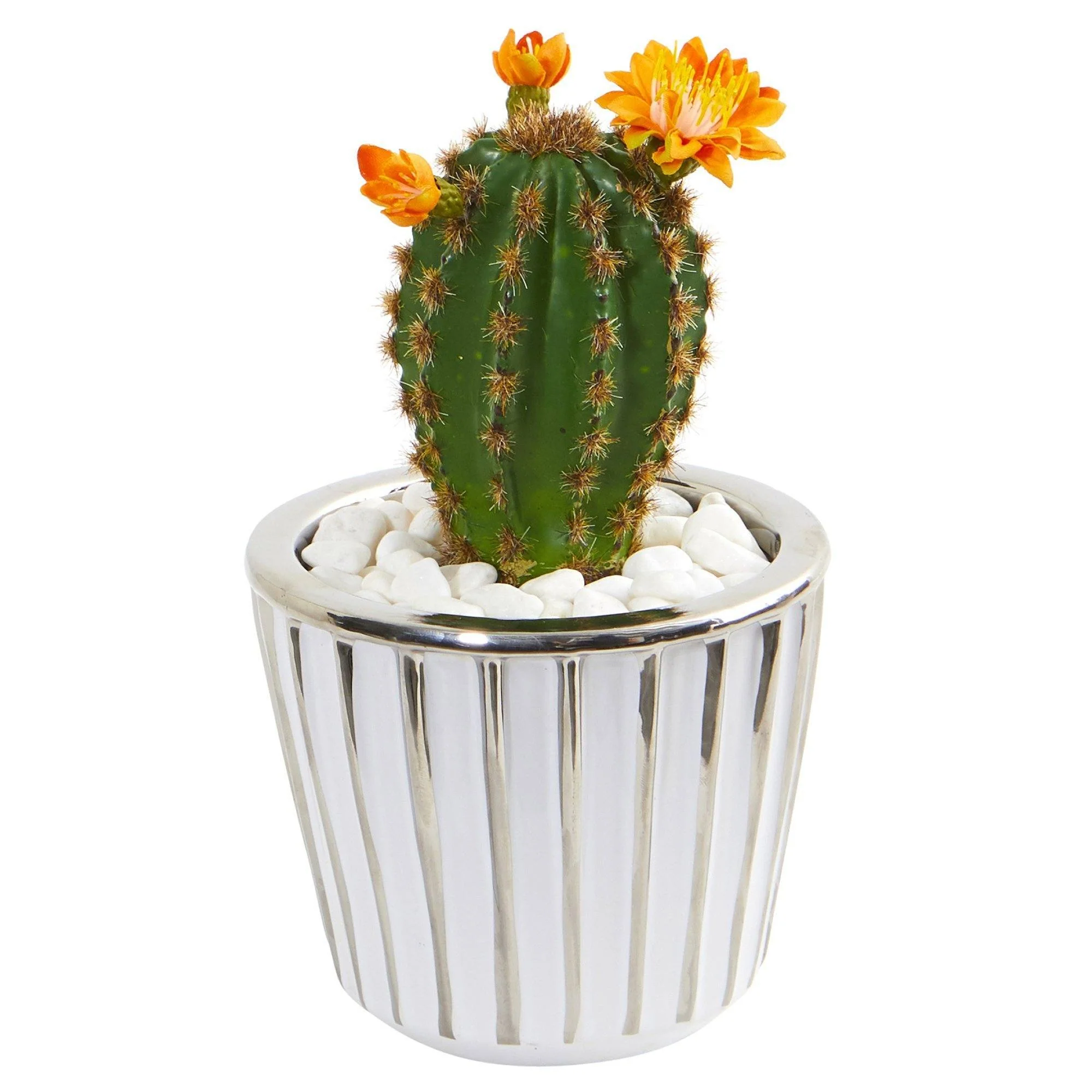 8” Flowering Cactus Artificial Plant in Decorative Planter (Set of 2) - Image 2