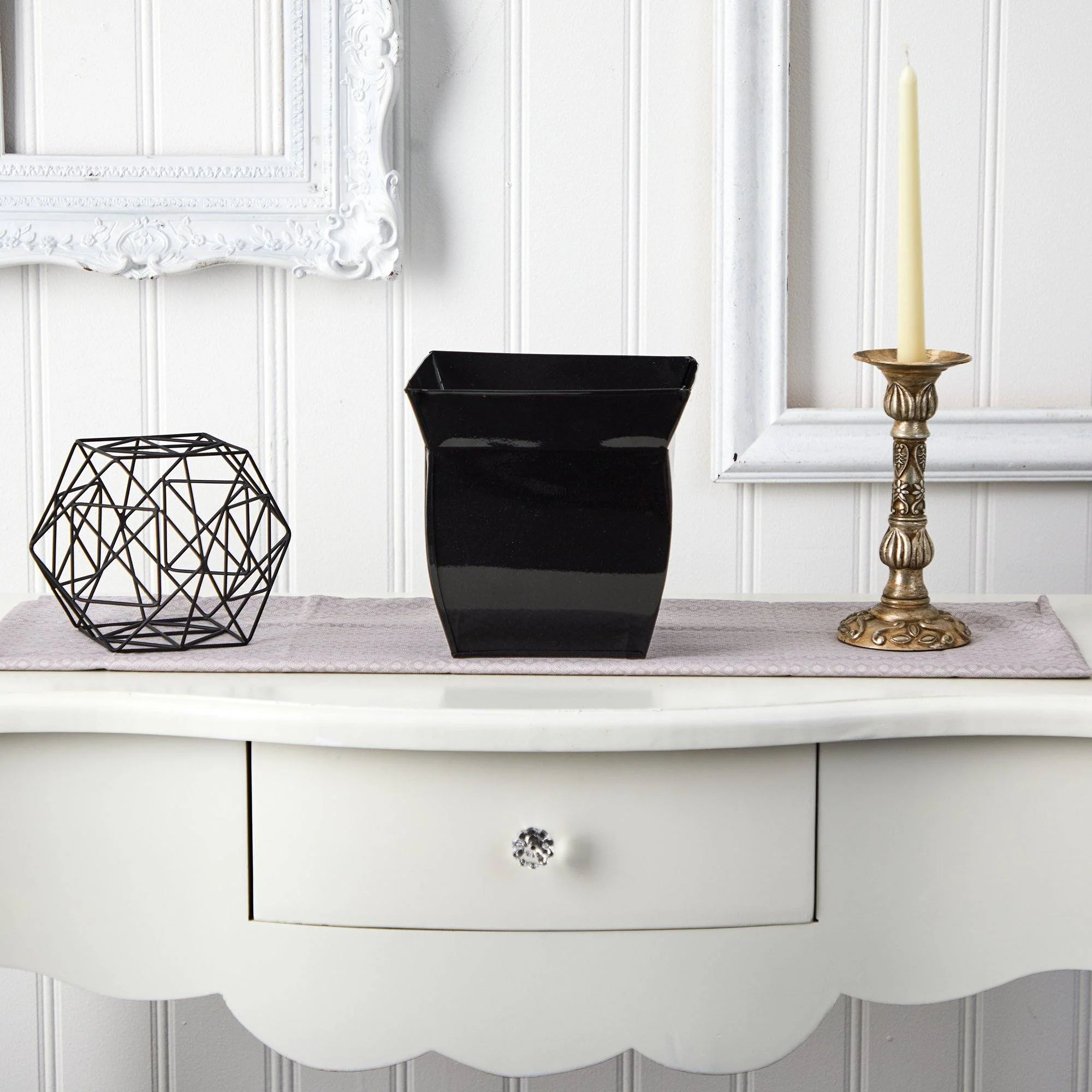8” Fluted Metal Square Planter - Image 3