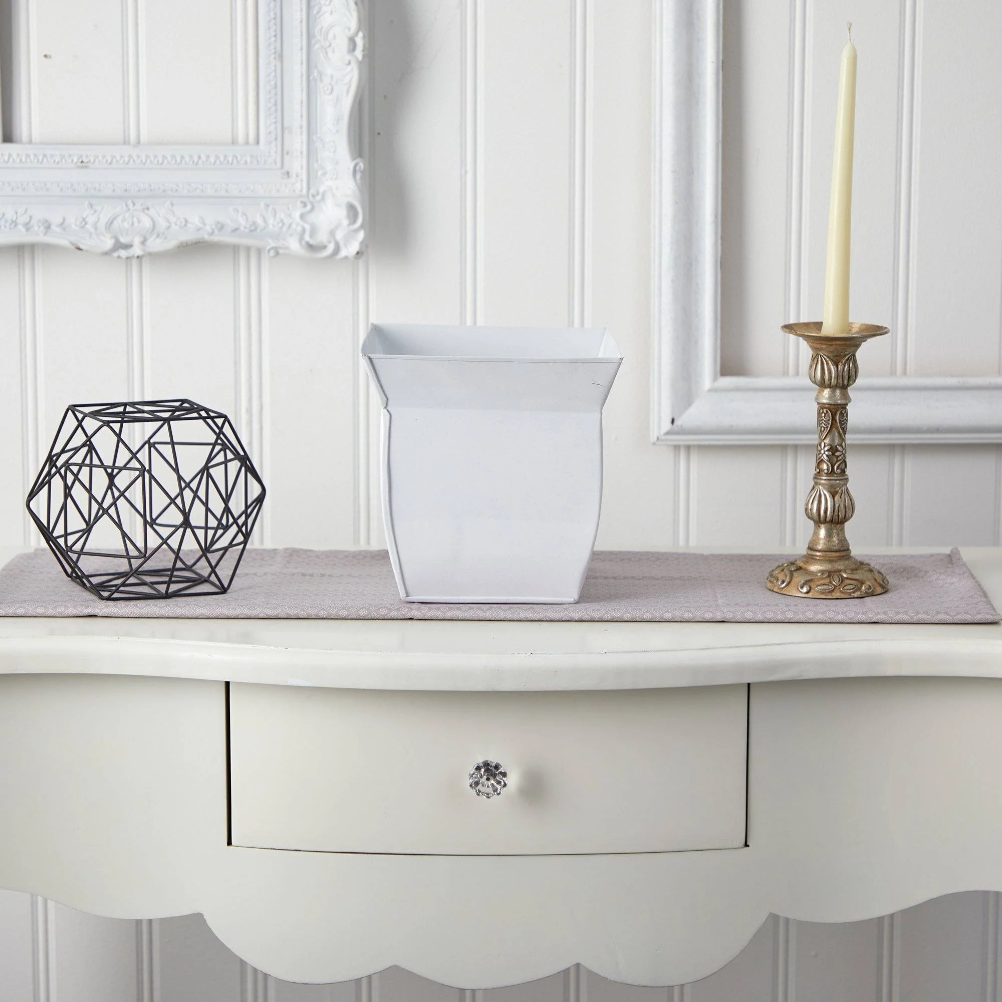 8” Fluted Metal Square Planter - Image 6