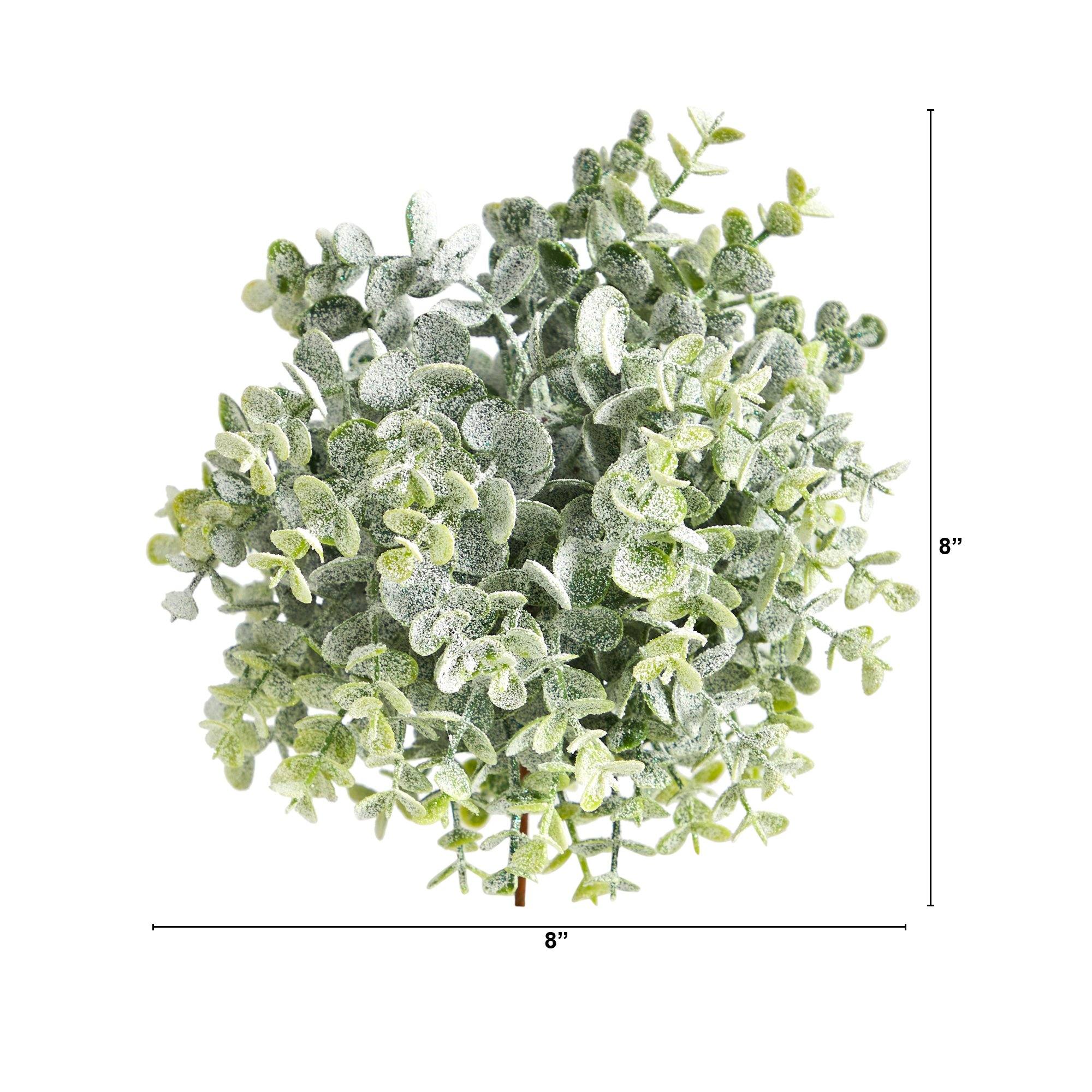 8” Frosted Eucalyptus Decorative Artificial Ball (Set of 3) - Image 2
