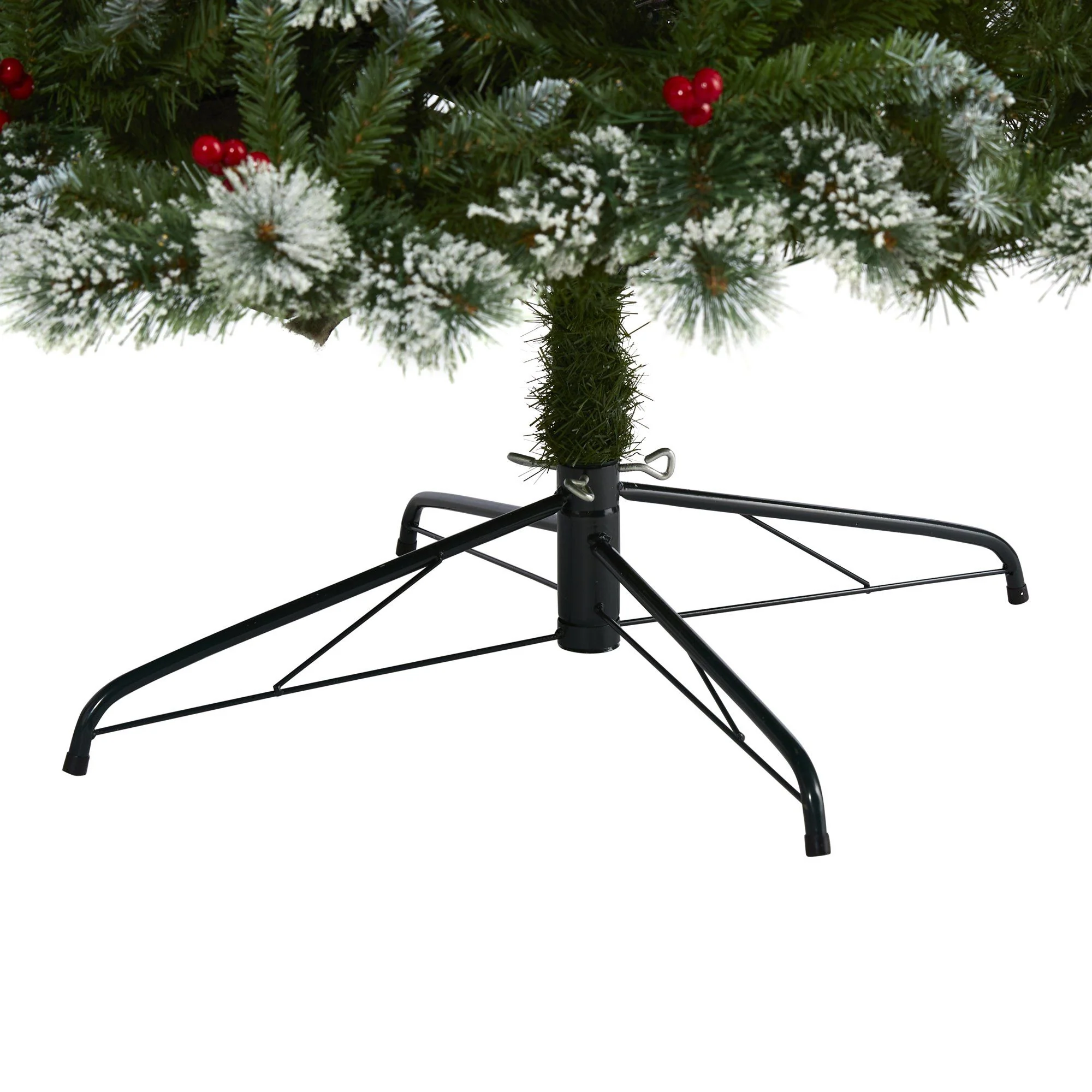 8’ Frosted Swiss Pine Artificial Christmas Tree with 550 Clear LED Lights and Berries - Image 4