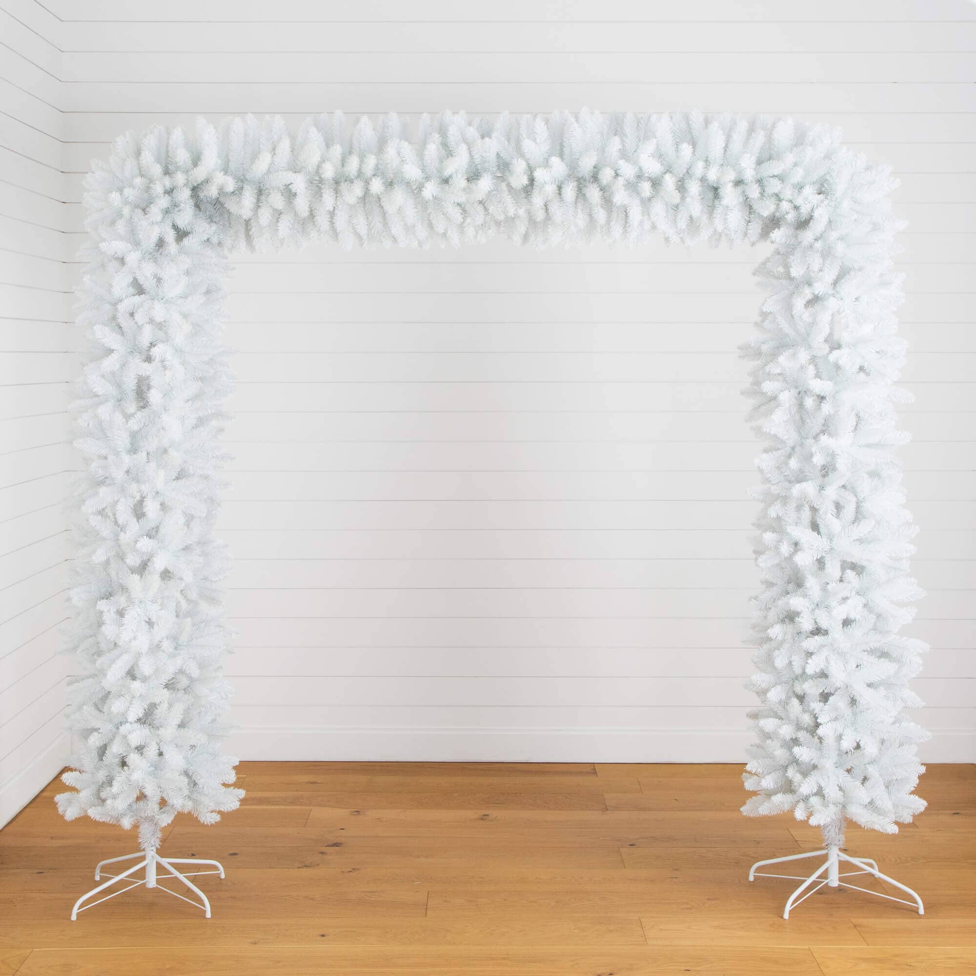 8' Artificial Holiday White Christmas Pine Archway - Image 3