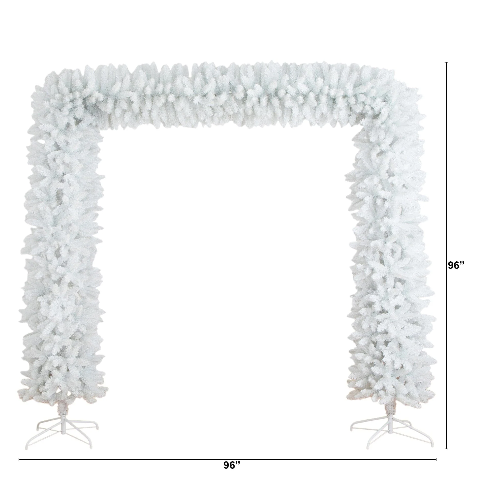 8' Artificial Holiday White Christmas Pine Archway - Image 5