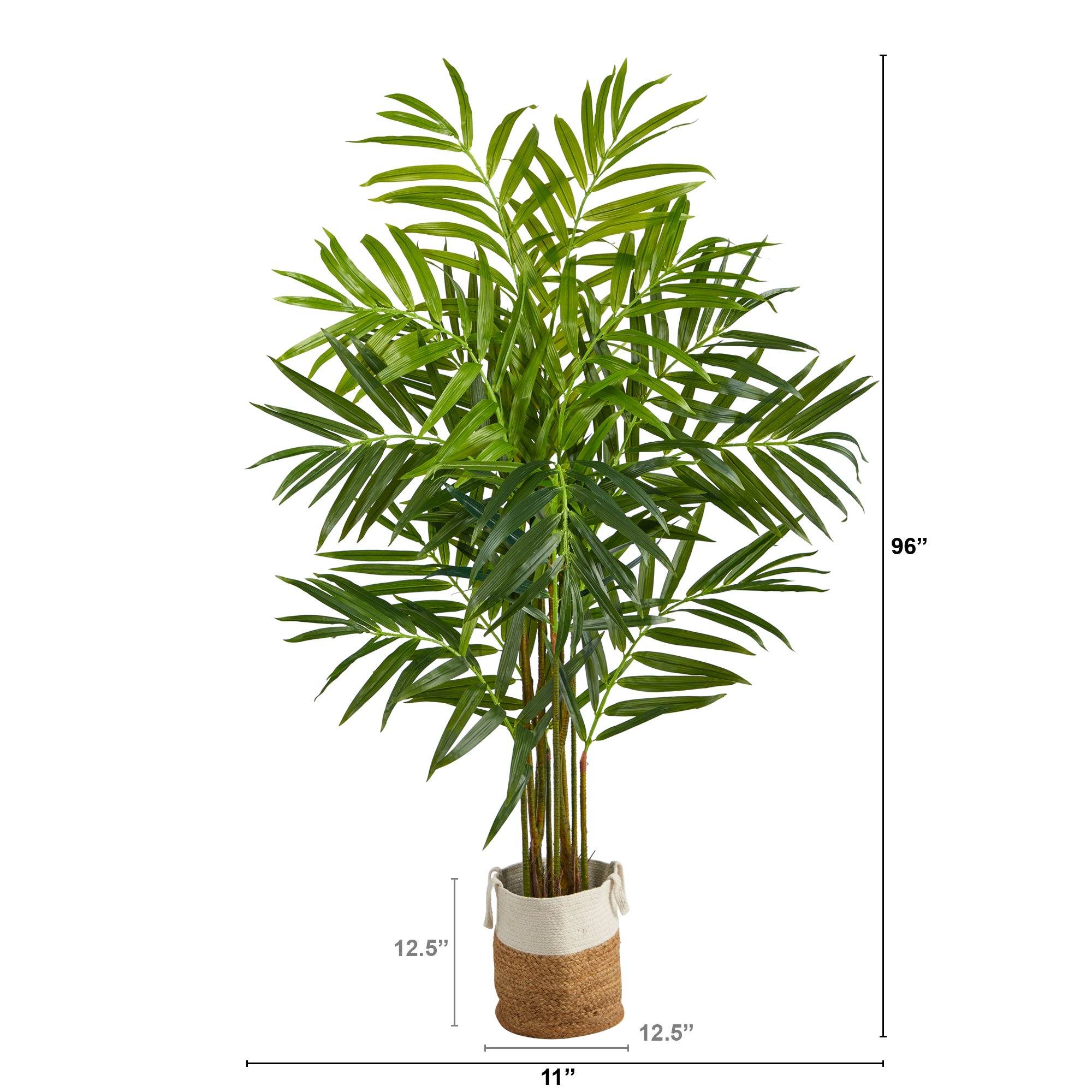 8’ King Palm Artificial Tree with 12 Bendable Branches in Handmade Natural Jute and Cotton Planter - Image 2